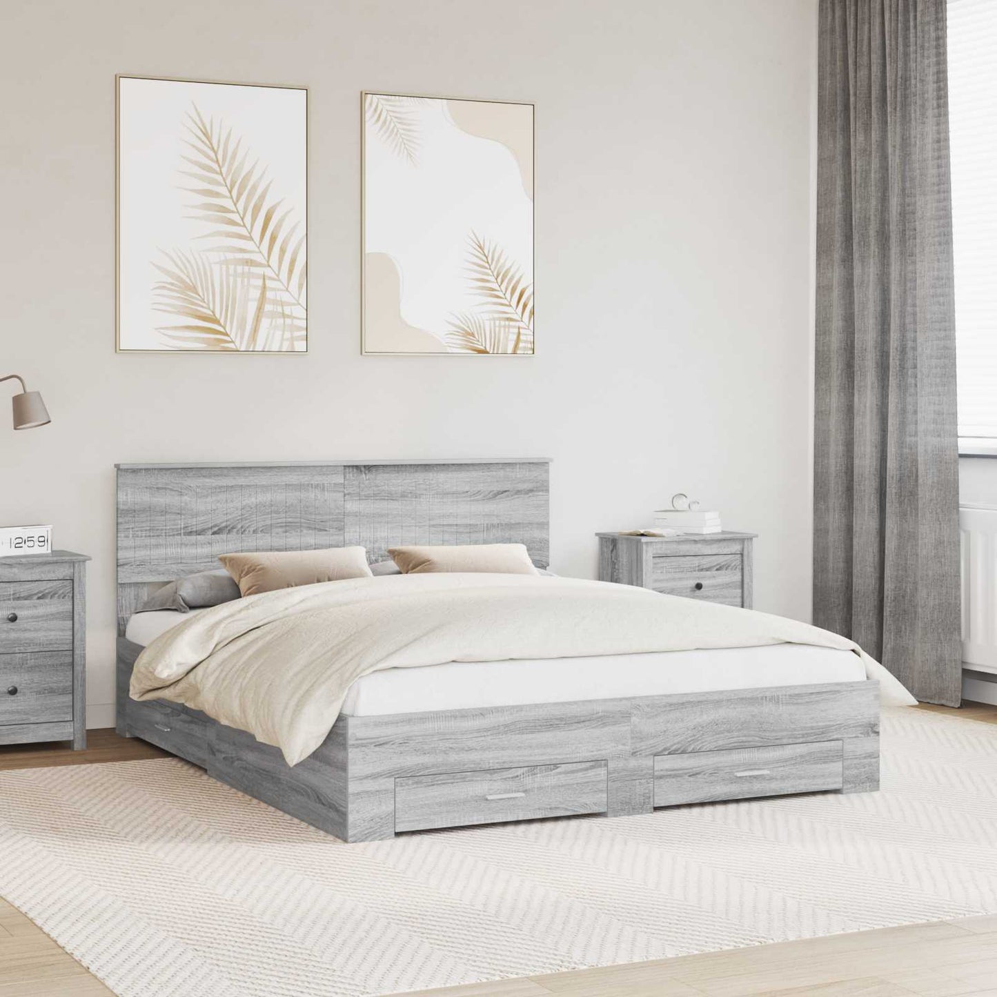 vidaXL Σκελετός Κρεβατιού Γκρι Sonoma 160 x 200 cm Επεξεργασμένο Ξύλο