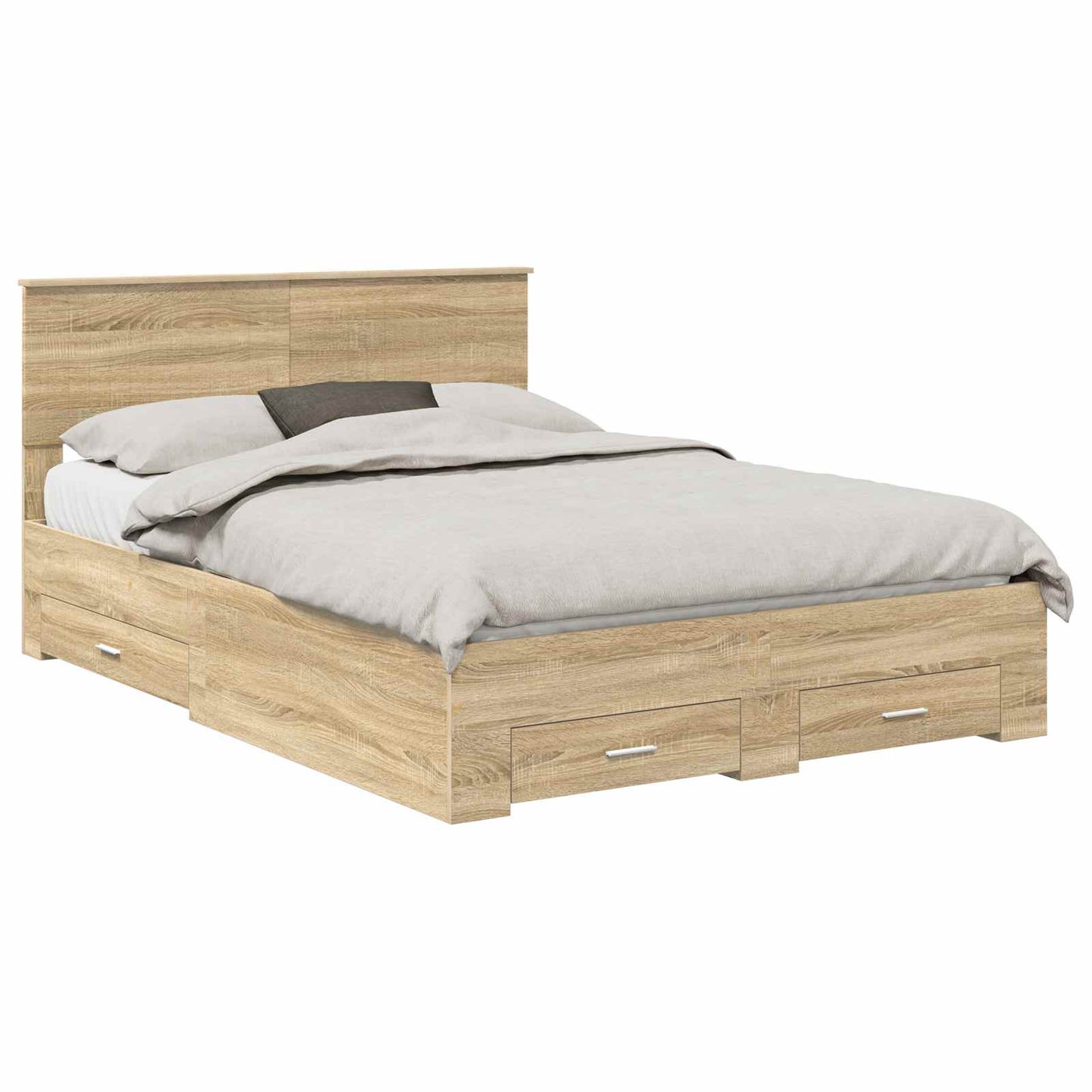 vidaXL Σκελετός Κρεβατιού Δρύς Sonoma 135 x 190 cm Επεξεργασμένο ξύλο