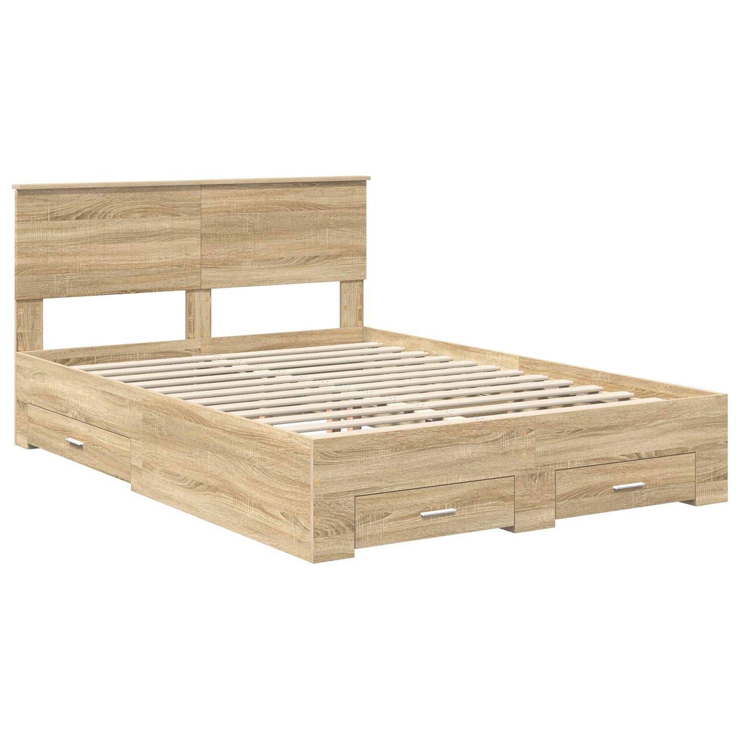 vidaXL Σκελετός Κρεβατιού Δρύς Sonoma 135 x 190 cm Επεξεργασμένο ξύλο