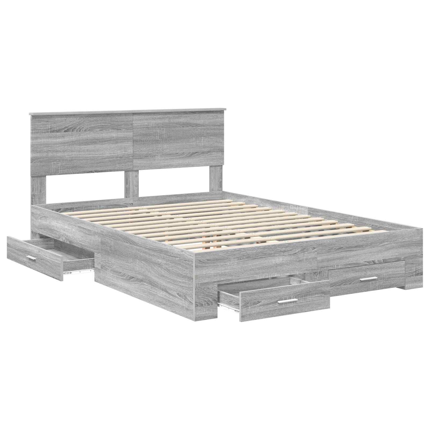vidaXL Σκελετός Κρεβατιού Γκρι Sonoma 135 x 190 cm Επεξεργασμένο Ξύλο