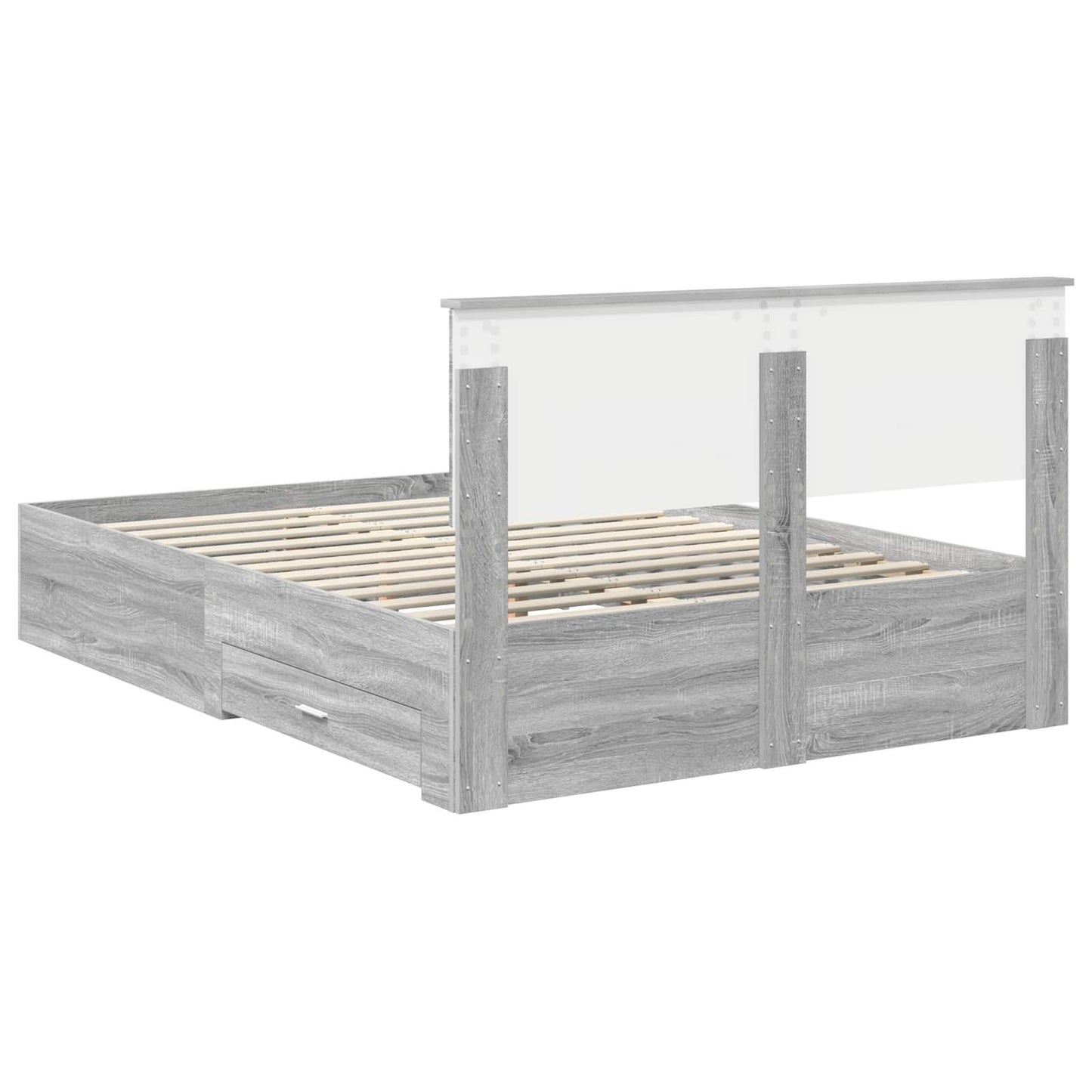 vidaXL Σκελετός Κρεβατιού Γκρι Sonoma 135 x 190 cm Επεξεργασμένο Ξύλο