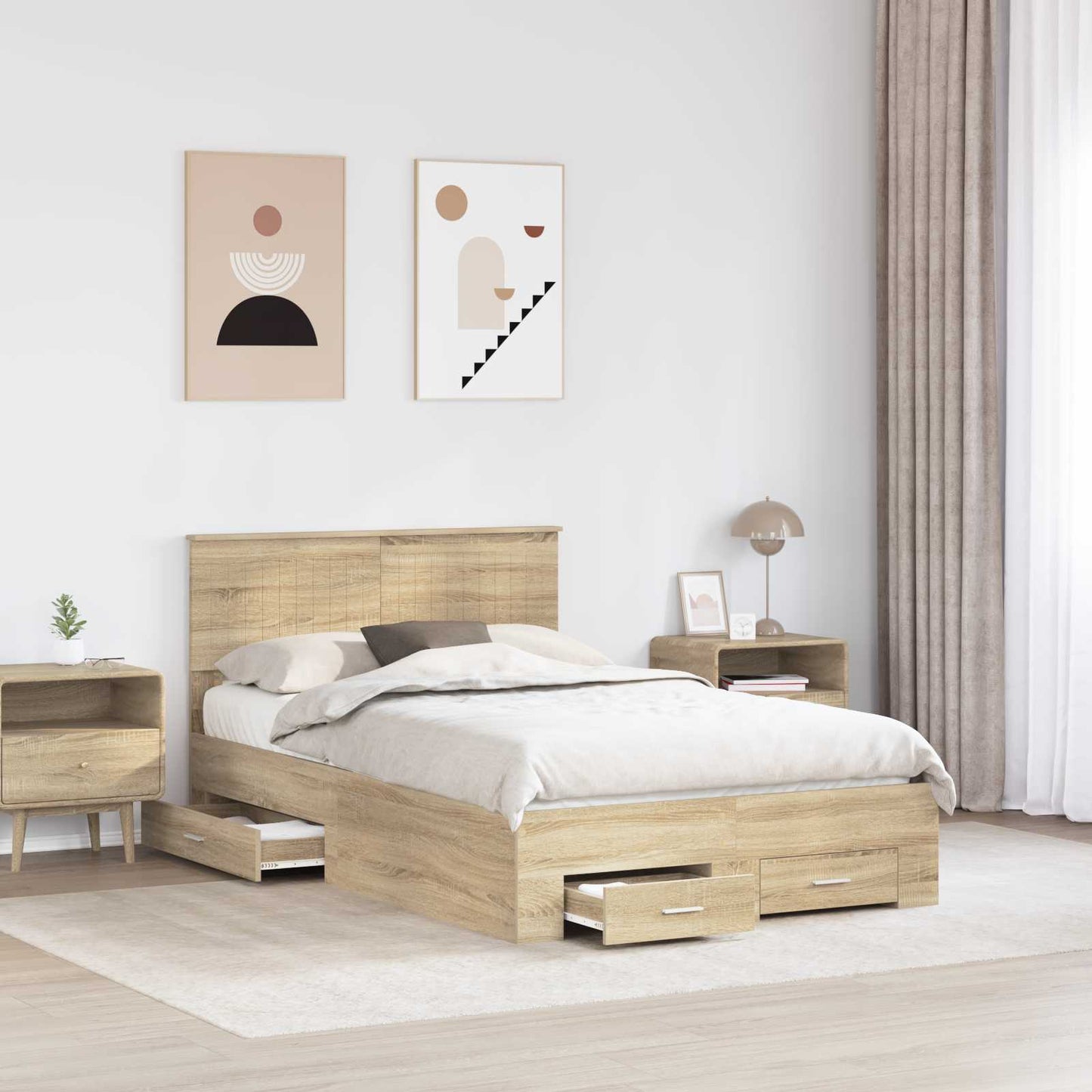 vidaXL Σκελετός Κρεβατιού Δρύς Sonoma 120 x 200 cm Επεξεργασμένο ξύλο