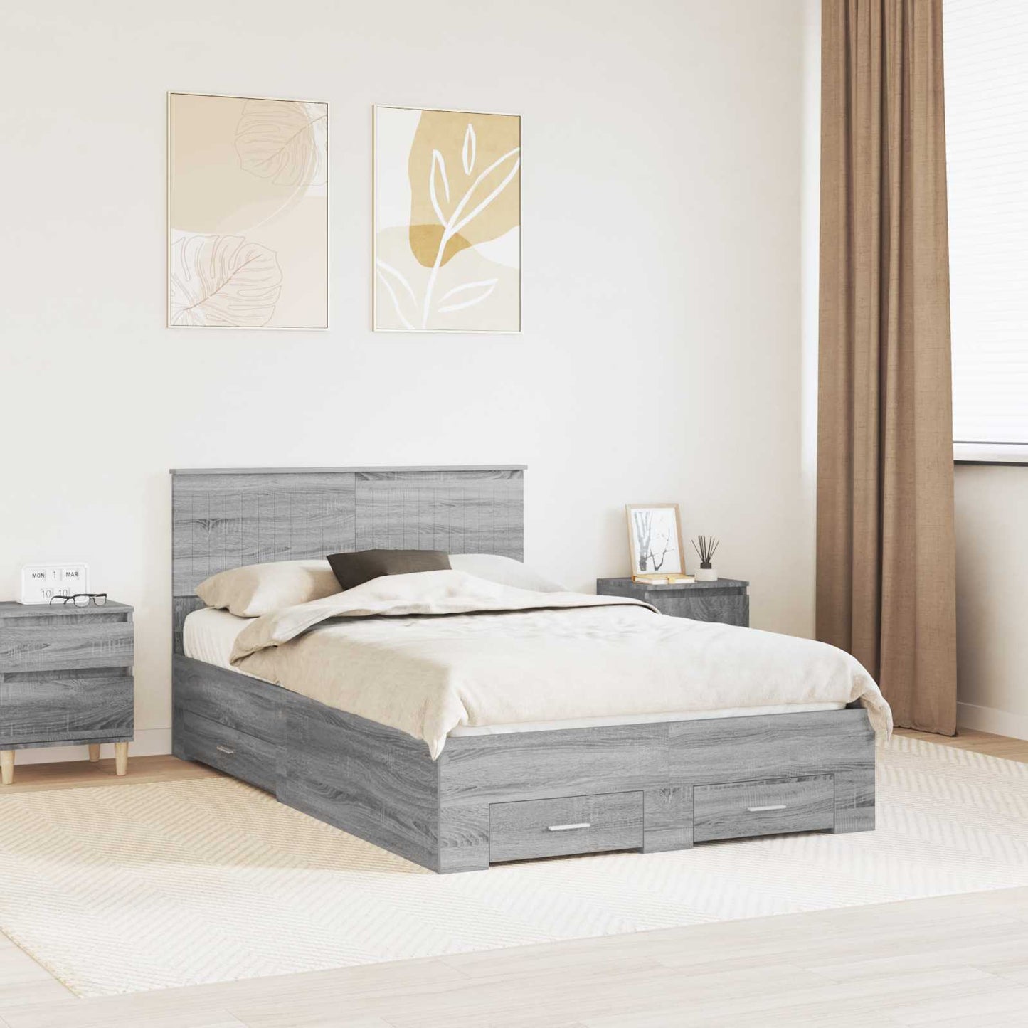 vidaXL Σκελετός Κρεβατιού Γκρι Sonoma 120 x 200 cm Επεξεργασμένο Ξύλο