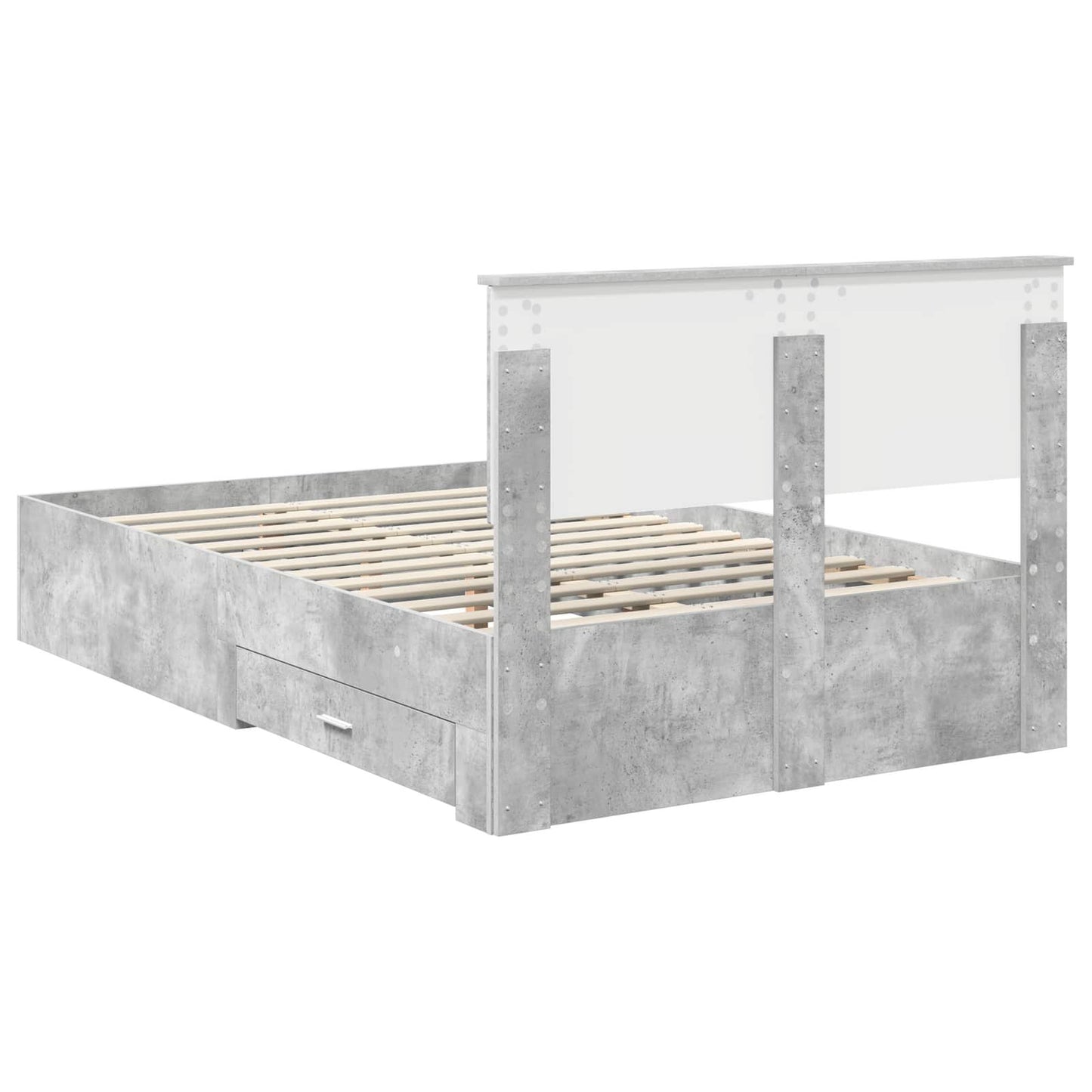 vidaXL Σκελετός Κρεβατιού με συρτάρι Γκρι Σκυροδέματος 120 x 190 cm