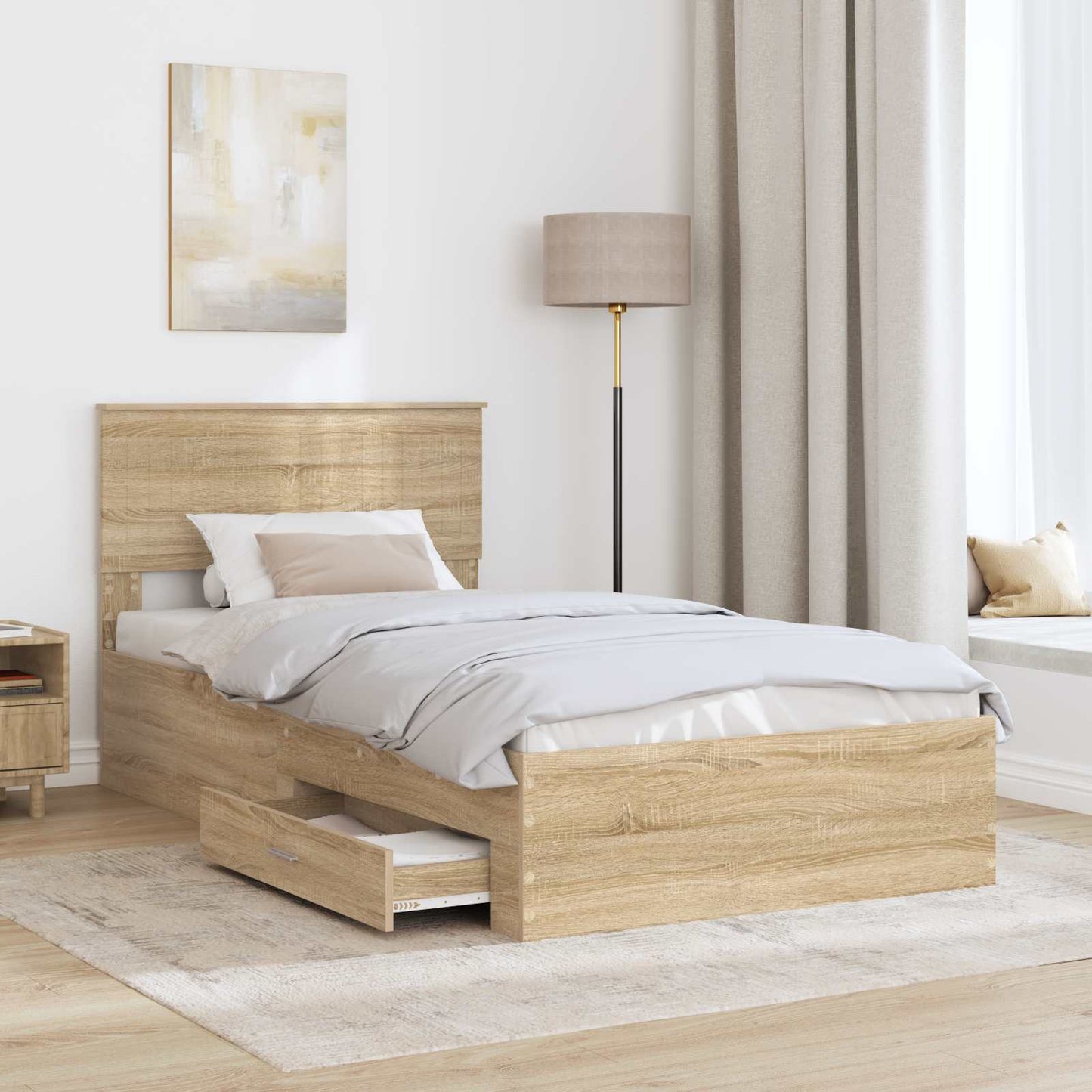 vidaXL Σκελετός Κρεβατιού Sonoma Δρυς 100 x 200 cm Επεξεργασμένο Ξύλο