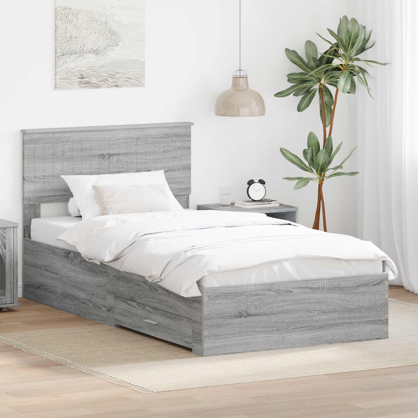 vidaXL Σκελετός Κρεβατιού Γκρι Sonoma 100 x 200 cm Επεξεργασμένο Ξύλο