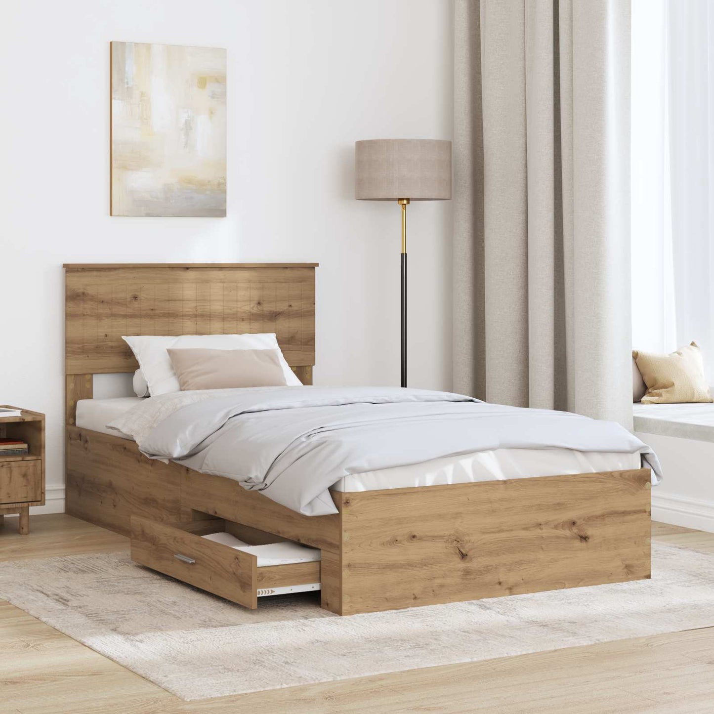 vidaXL Σκελετός Κρεβατιού Artisan Δρυς 100 x 200 cm Επεξεργασμένο Ξύλο