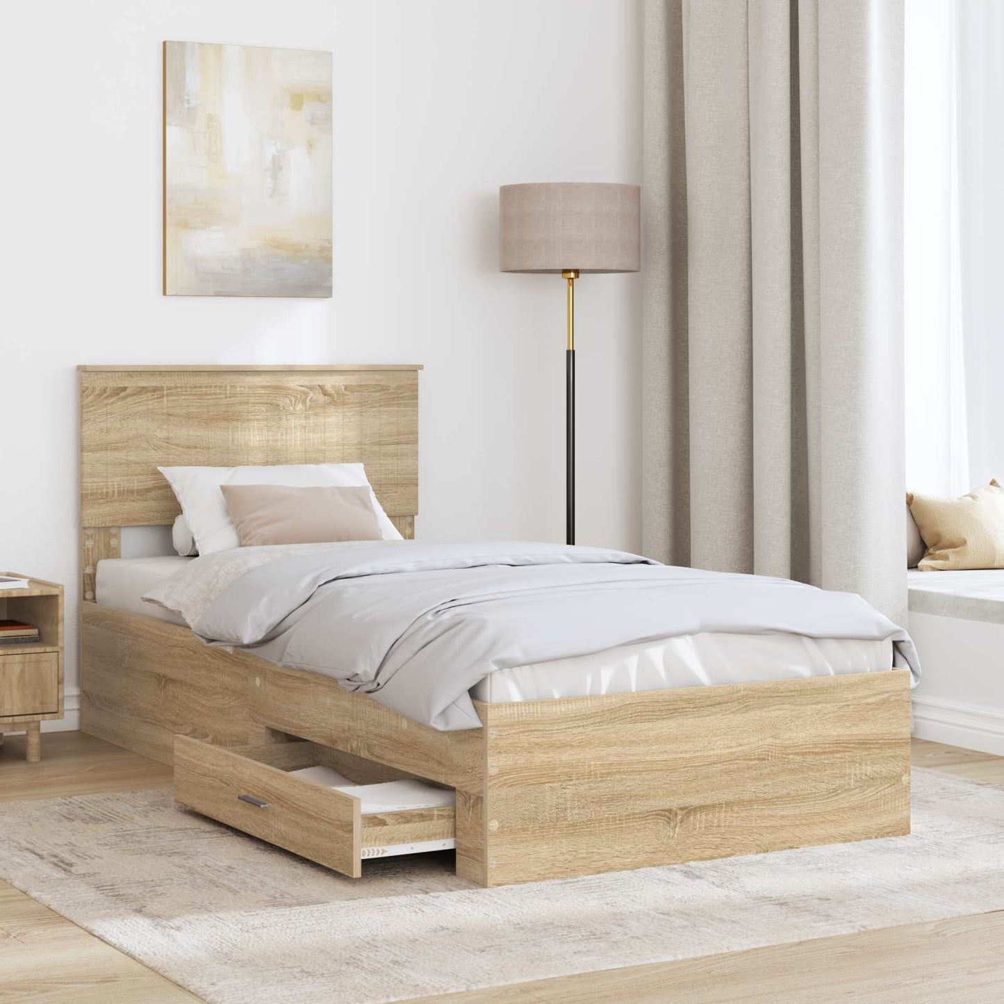 vidaXL Σκελετός Κρεβατιού Δρύς Sonoma 90 x 200 cm Επεξεργασμένο ξύλο