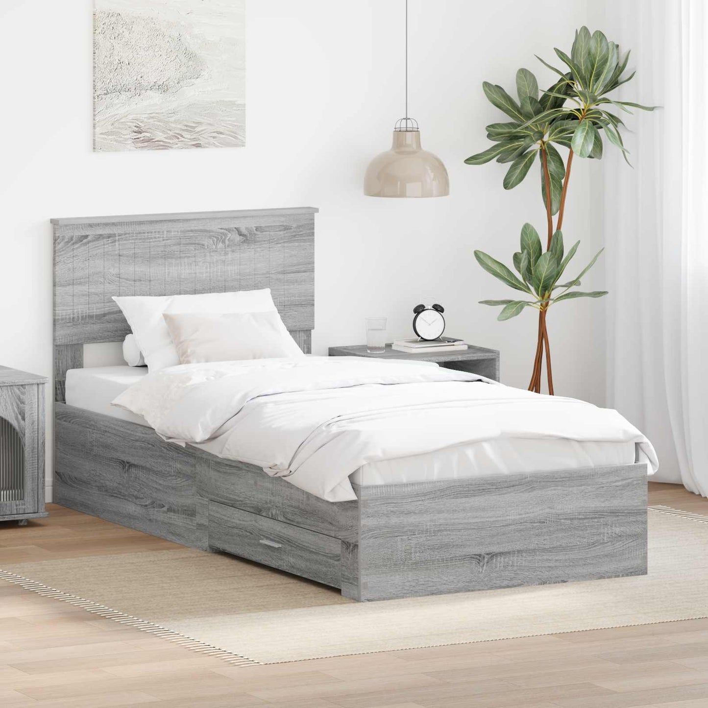 vidaXL Σκελετός Κρεβατιού Γκρι Sonoma 90 x 200 cm Επεξεργασμένο Ξύλο
