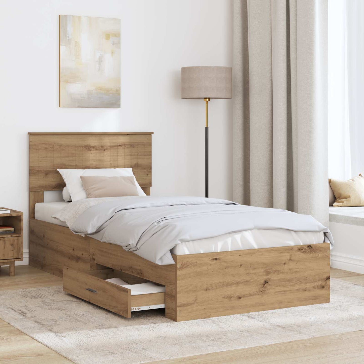 vidaXL Σκελετός Κρεβατιού Artisan Δρυς 90 x 200 cm Επεξεργασμένο Ξύλο