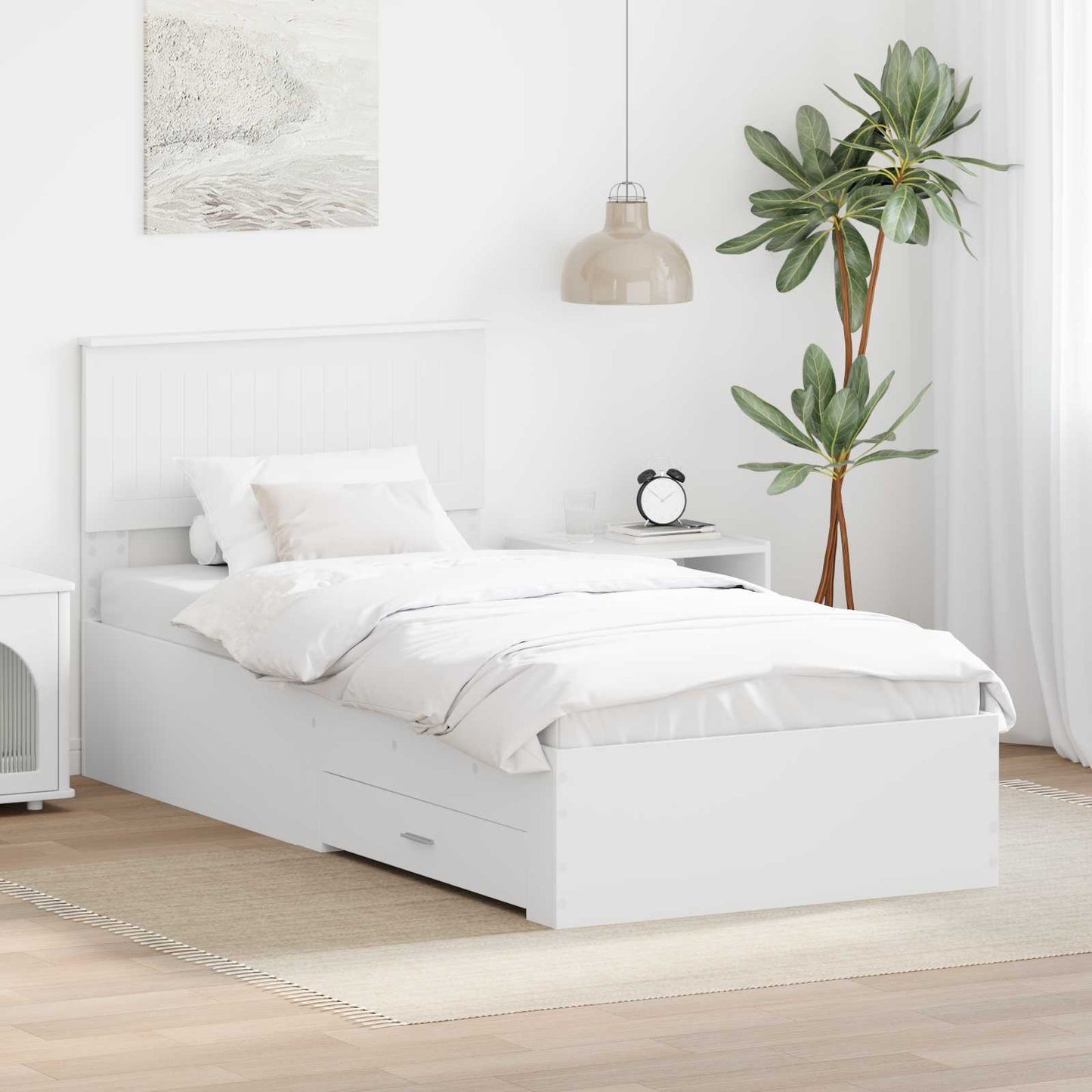 vidaXL Σκελετός Κρεβατιού Λευκό 90 x 190 cm Επεξεργασμένο Ξύλο