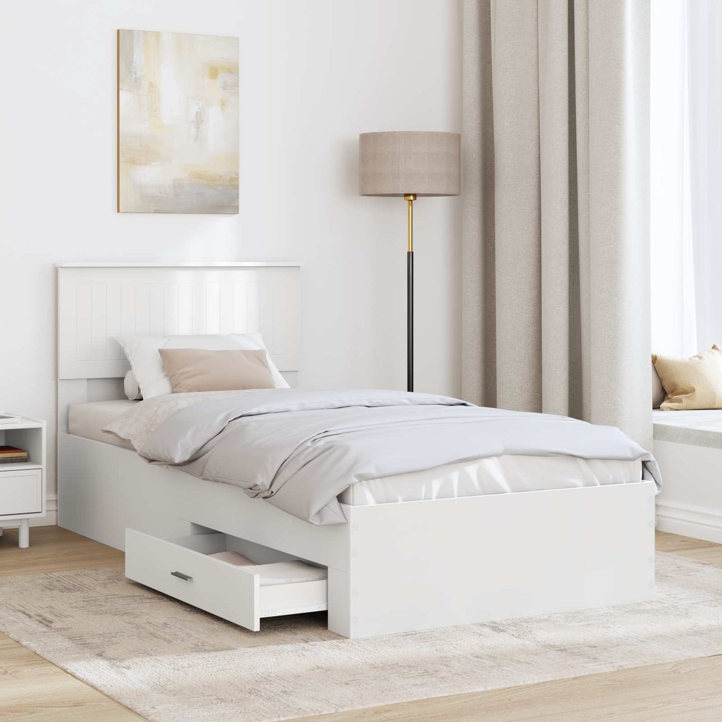 vidaXL Σκελετός Κρεβατιού Λευκό 90 x 190 cm Επεξεργασμένο Ξύλο
