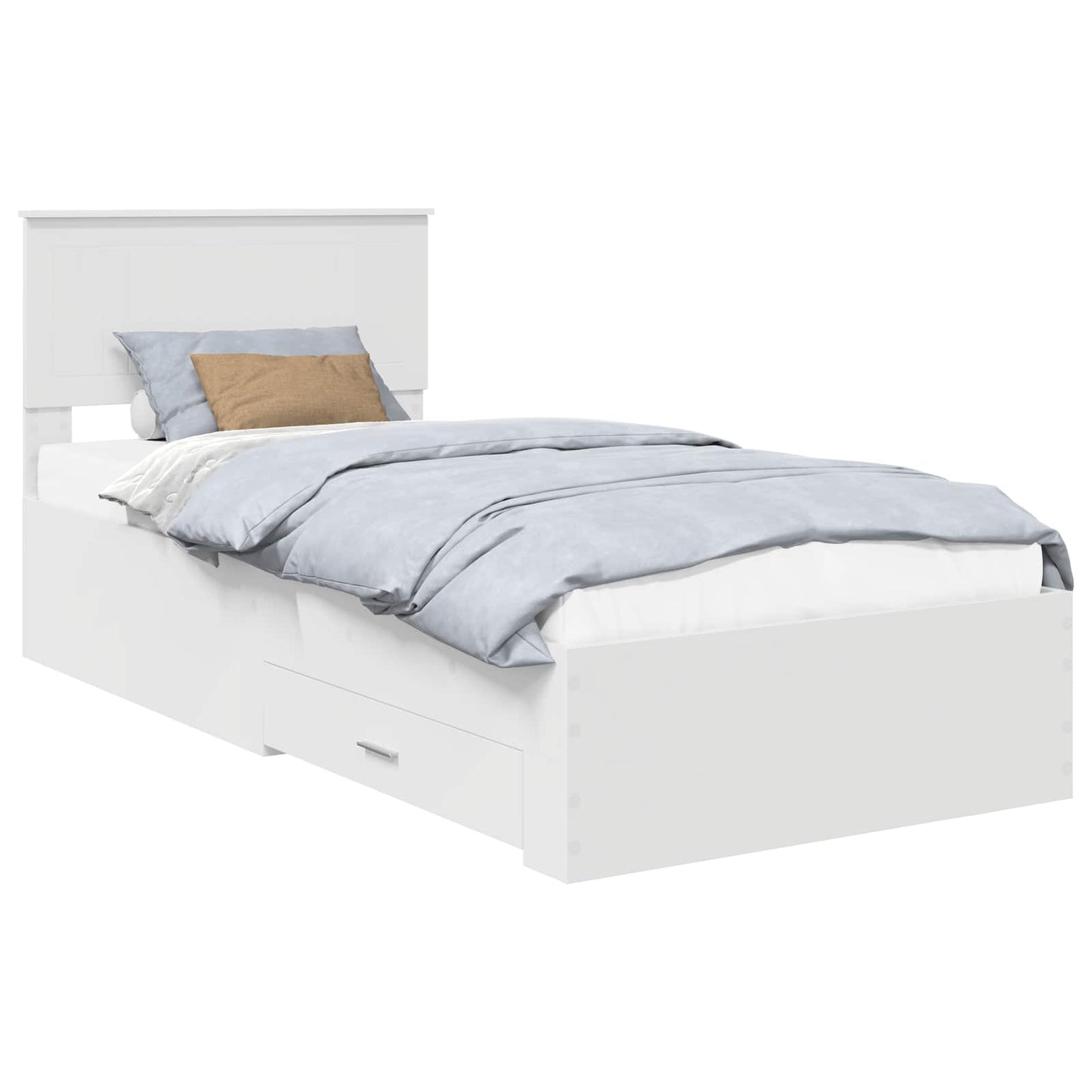 vidaXL Σκελετός Κρεβατιού Λευκό 90 x 190 cm Επεξεργασμένο Ξύλο