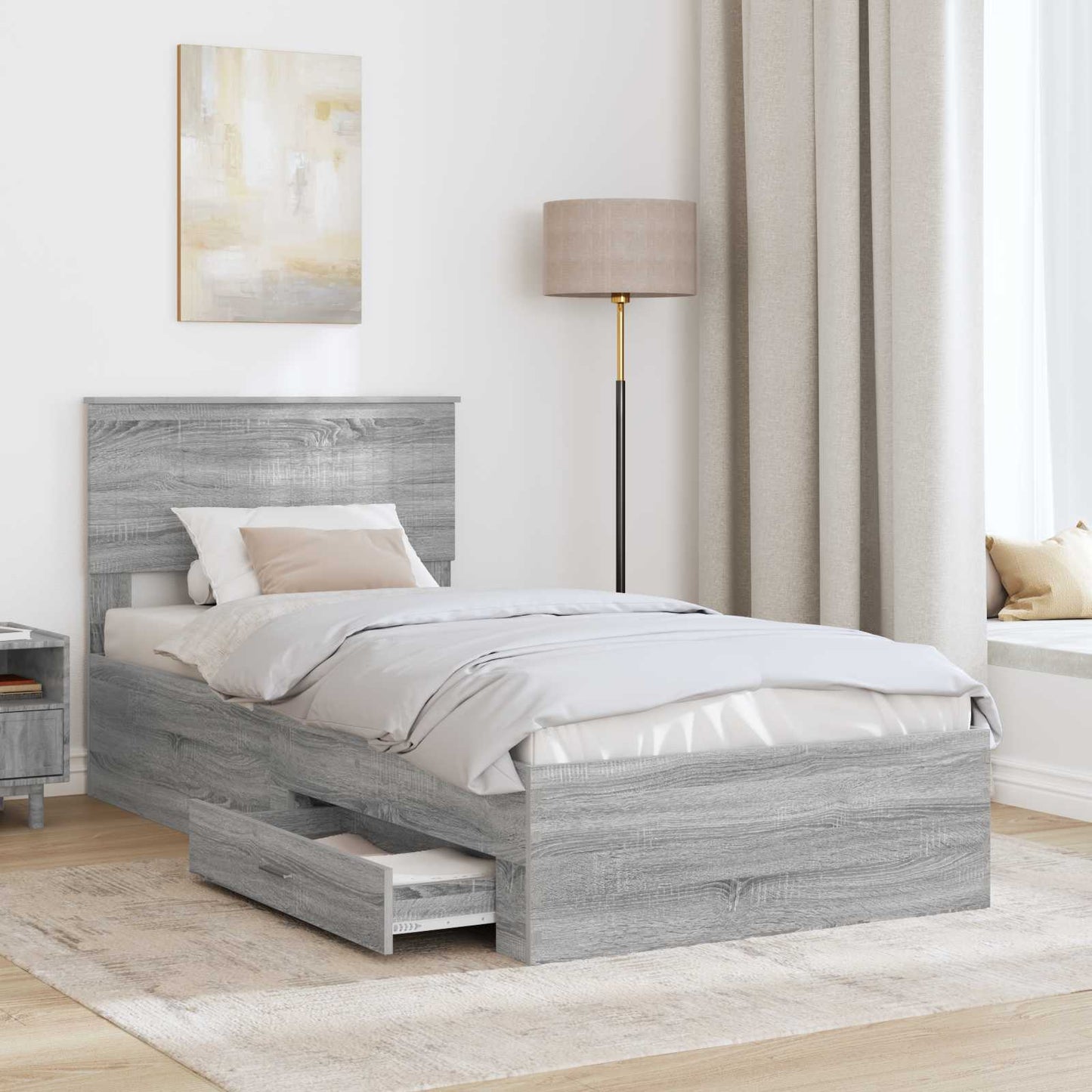 vidaXL Σκελετός Κρεβατιού Γκρι Sonoma 90 x 190 cm Επεξεργασμένο Ξύλο