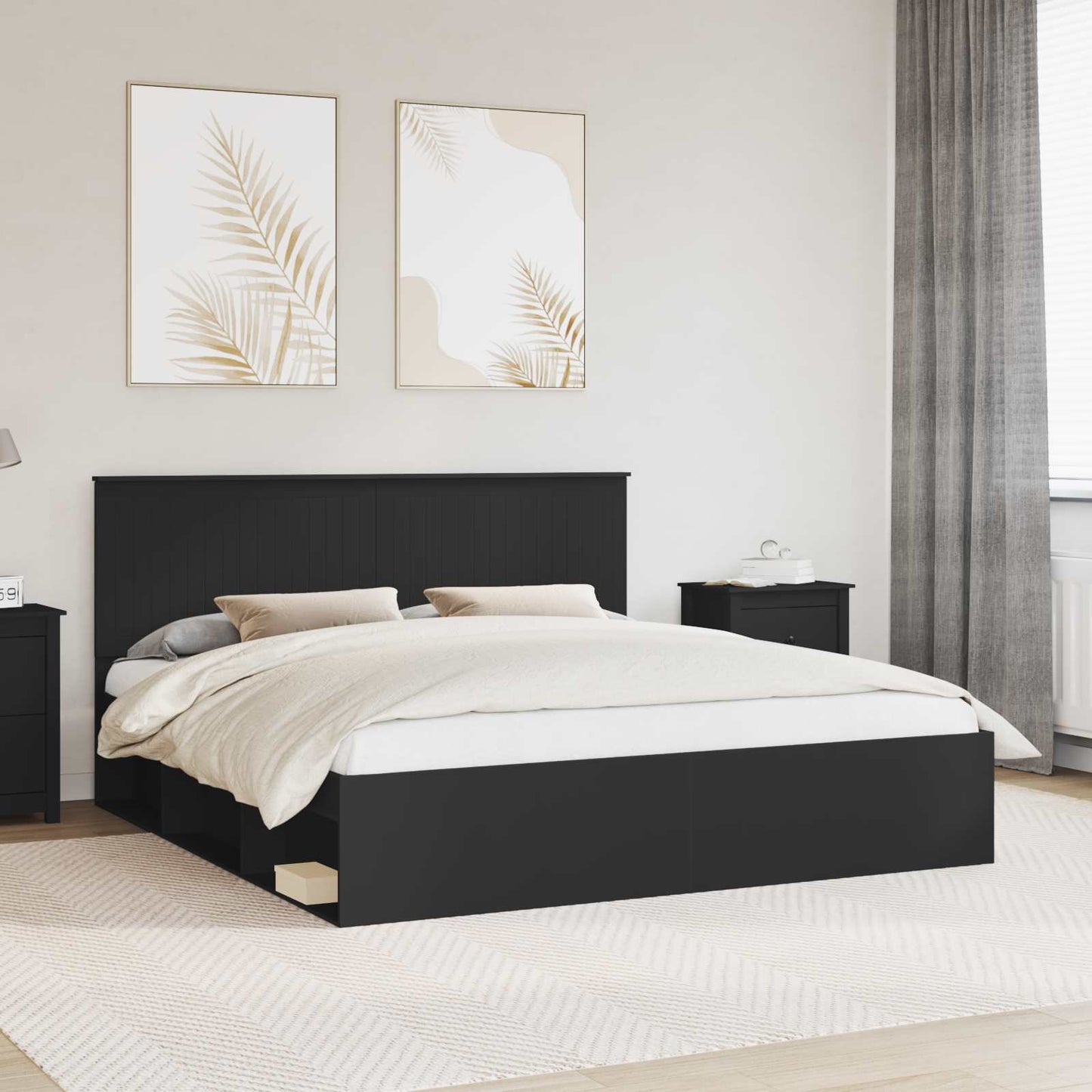 vidaXL Σκελετός Κρεβατιού Μαύρο 180 x 200 cm Στερεά ξυλεία πεύκου