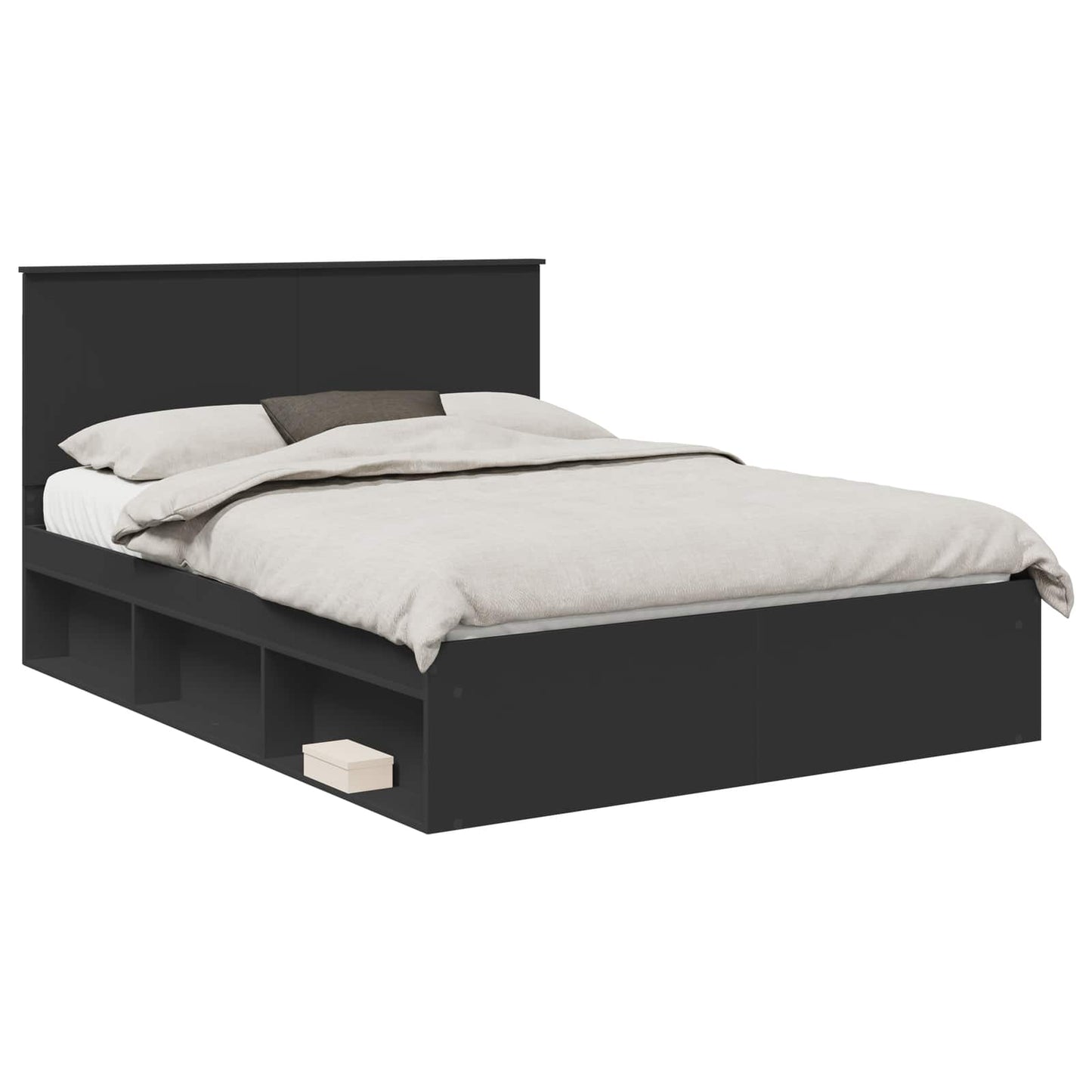 vidaXL Σκελετός Κρεβατιού Μαύρο 150 x 200 cm Στερεά ξυλεία πεύκου