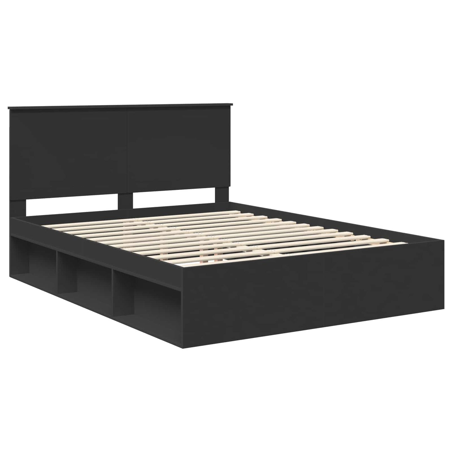vidaXL Σκελετός Κρεβατιού Μαύρο 150 x 200 cm Στερεά ξυλεία πεύκου