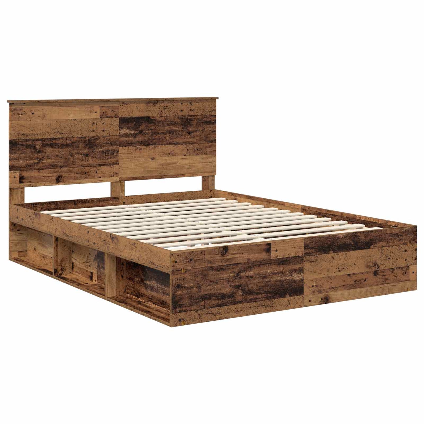 vidaXL Σκελετός Κρεβατιού Παλιό ξύλο 150 x 200 cm Στερεά ξυλεία πεύκου
