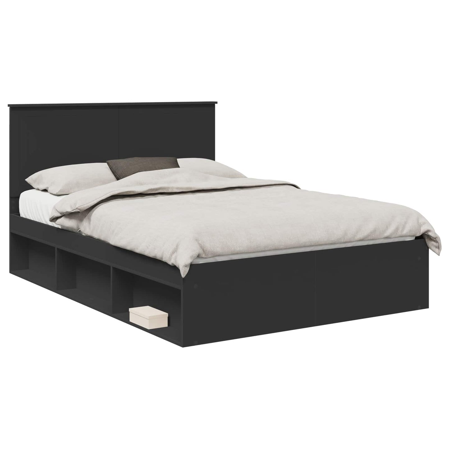 vidaXL Σκελετός Κρεβατιού Μαύρο 135 x 190 cm Στερεά ξυλεία πεύκου