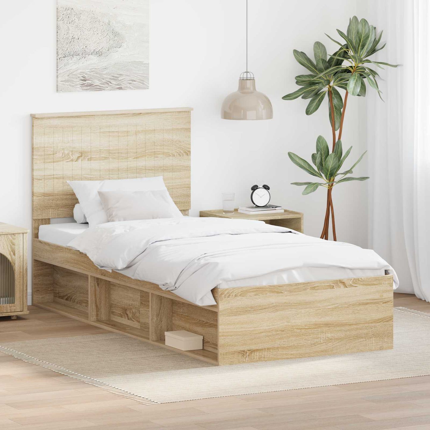 vidaXL Σκελετός Κρεβατιού Δρύς Sonoma 90 x 190 cm Στερεά ξυλεία πεύκου