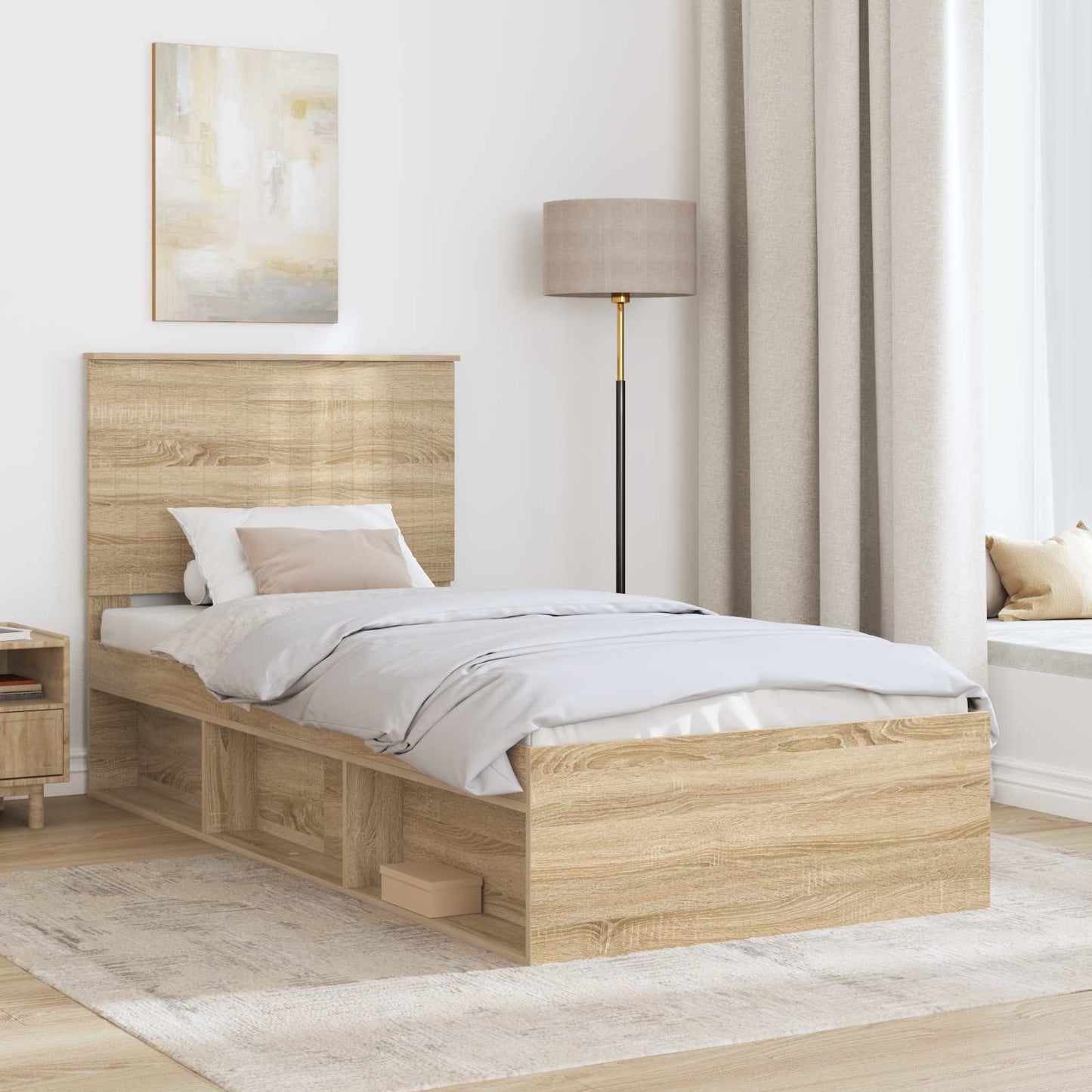 vidaXL Σκελετός Κρεβατιού Δρύς Sonoma 90 x 190 cm Στερεά ξυλεία πεύκου