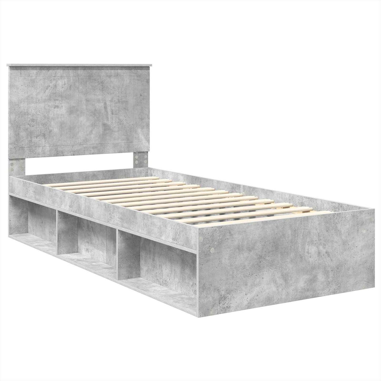 vidaXL Σκελετός Κρεβατιού Γκρι Μπετόν 90 x 190 cm Στερεά ξυλεία πεύκου