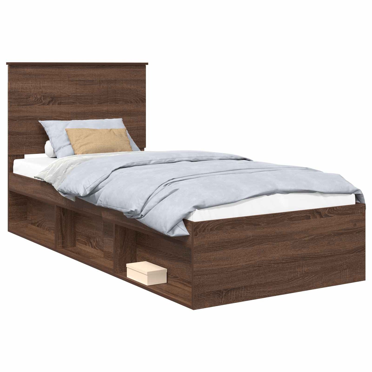 vidaXL Σκελετός Κρεβατιού Καφέ δρυς 90 x 190 cm Στερεά ξυλεία πεύκου
