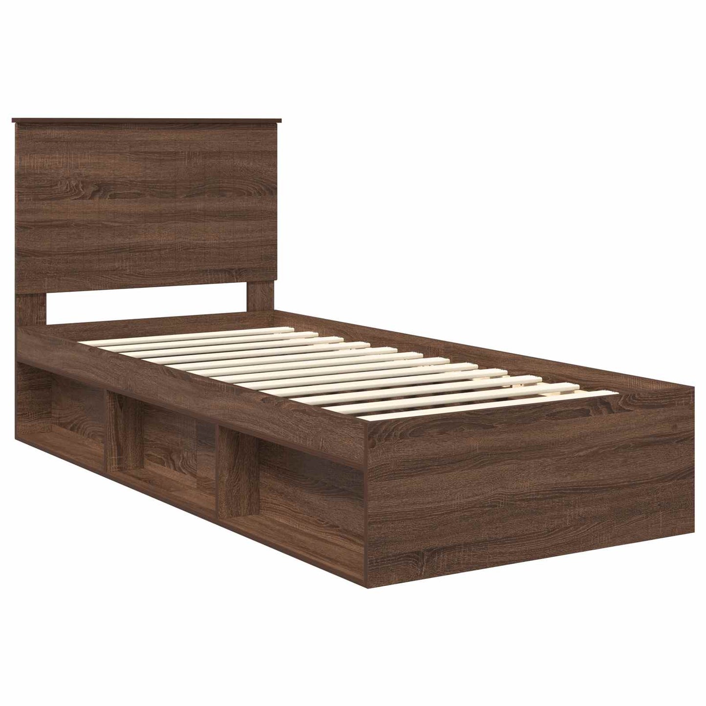 vidaXL Σκελετός Κρεβατιού Καφέ δρυς 90 x 190 cm Στερεά ξυλεία πεύκου