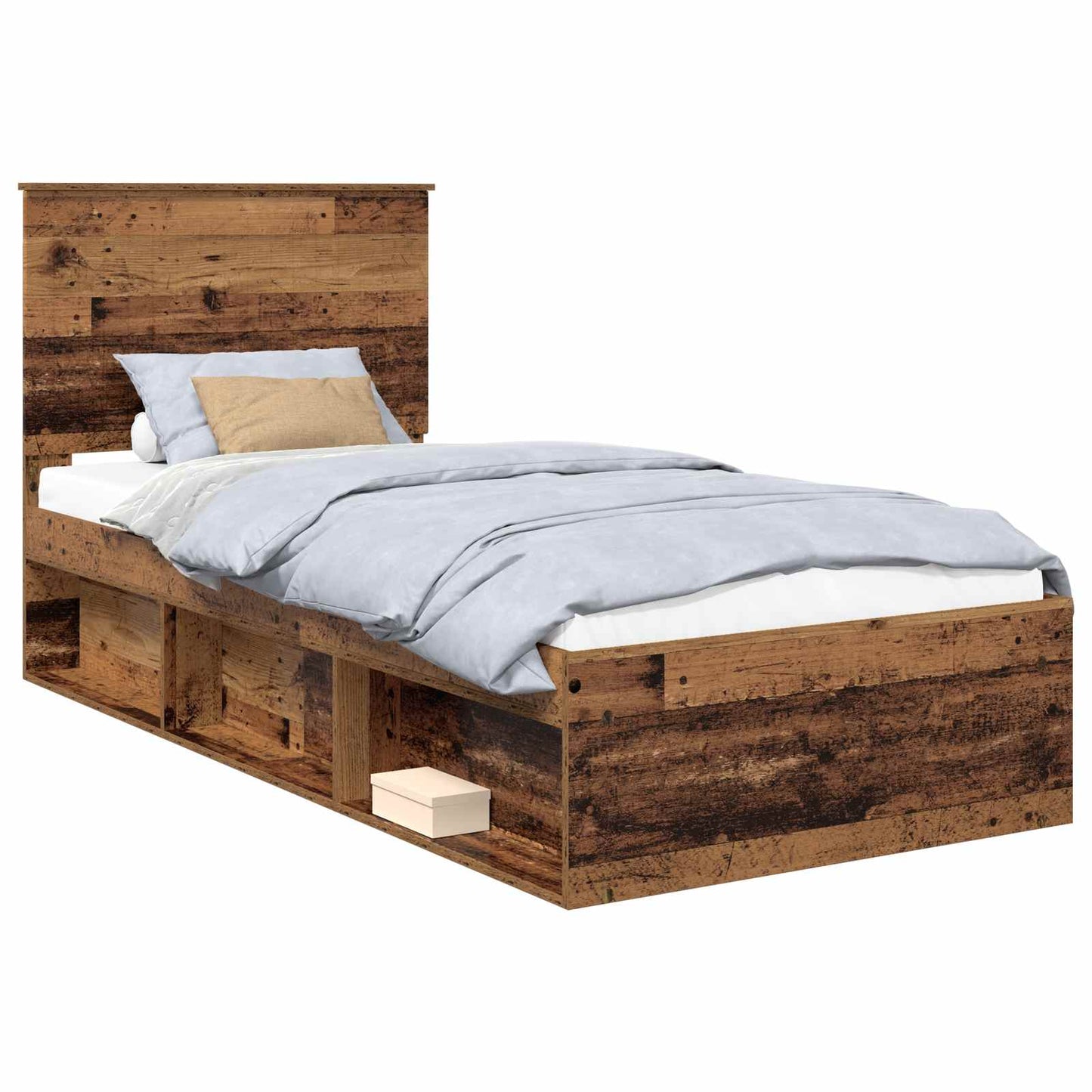 vidaXL Σκελετός Κρεβατιού Παλιό ξύλο 90 x 190 cm Στερεά ξυλεία πεύκου