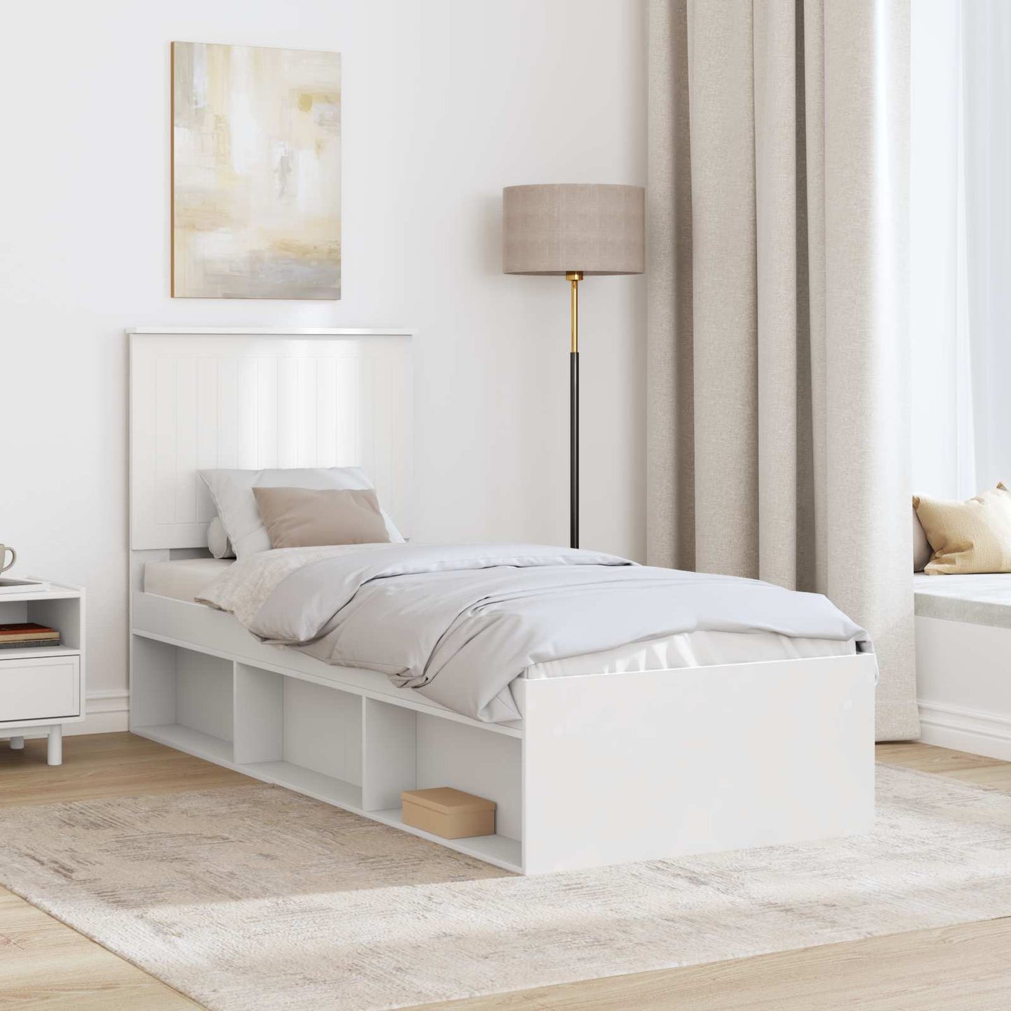 vidaXL Σκελετός Κρεβατιού Λευκό 75 x 190 cm Στερεά ξυλεία πεύκου