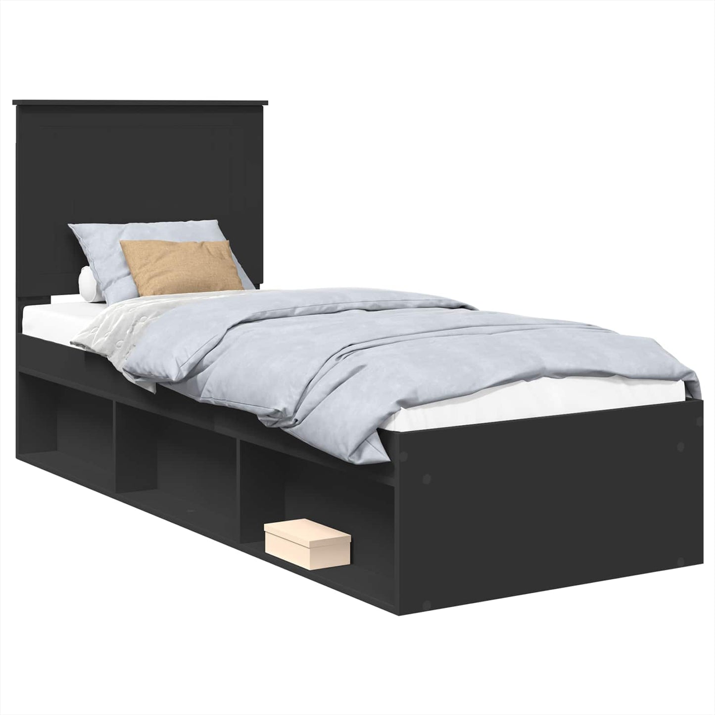 vidaXL Σκελετός Κρεβατιού Μαύρο 75 x 190 cm Στερεά ξυλεία πεύκου