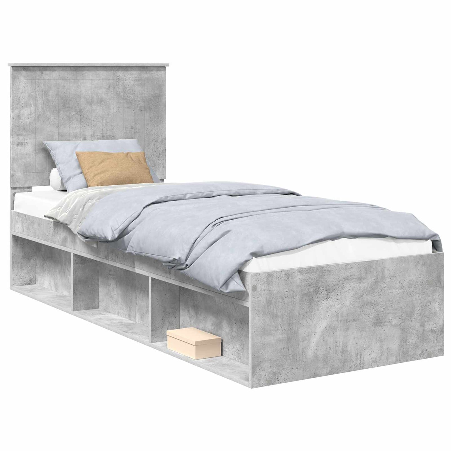 vidaXL Σκελετός Κρεβατιού Γκρι Μπετόν 75 x 190 cm Στερεά ξυλεία πεύκου