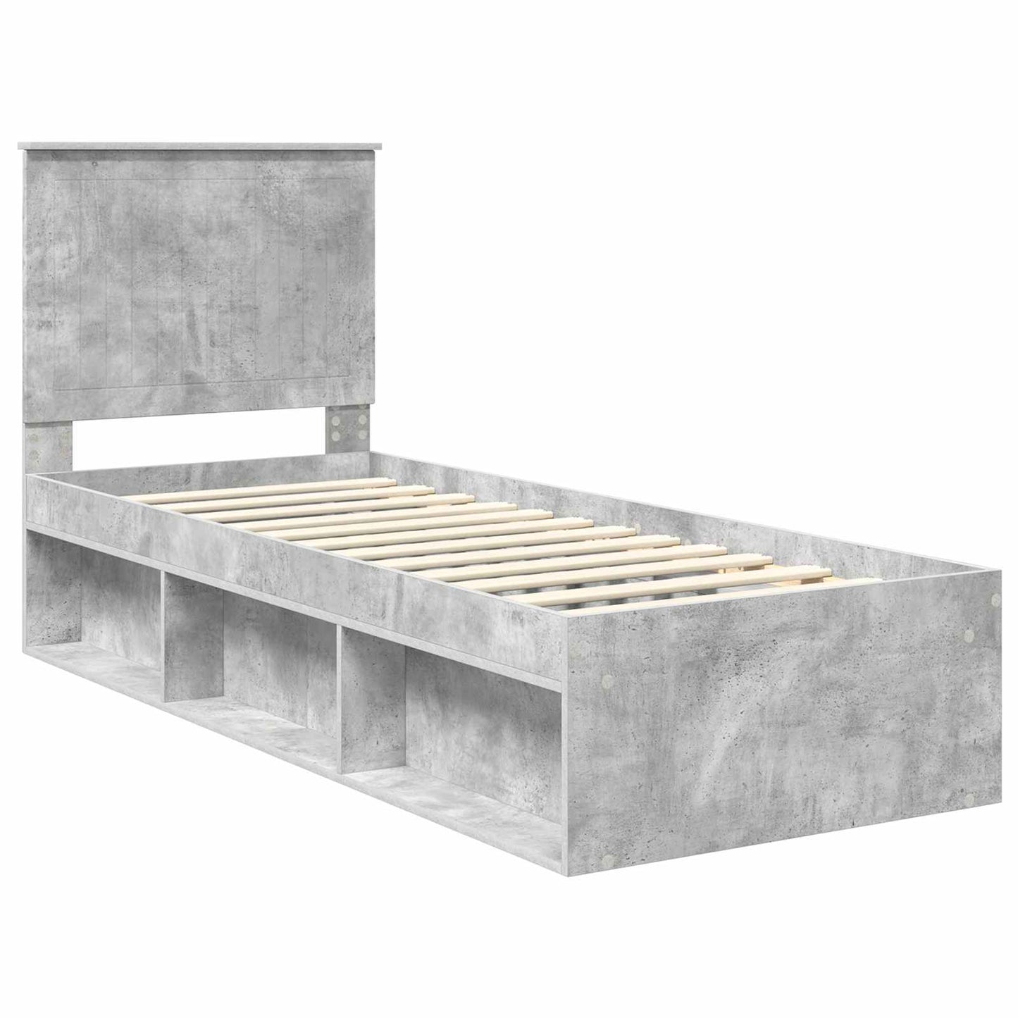 vidaXL Σκελετός Κρεβατιού Γκρι Μπετόν 75 x 190 cm Στερεά ξυλεία πεύκου