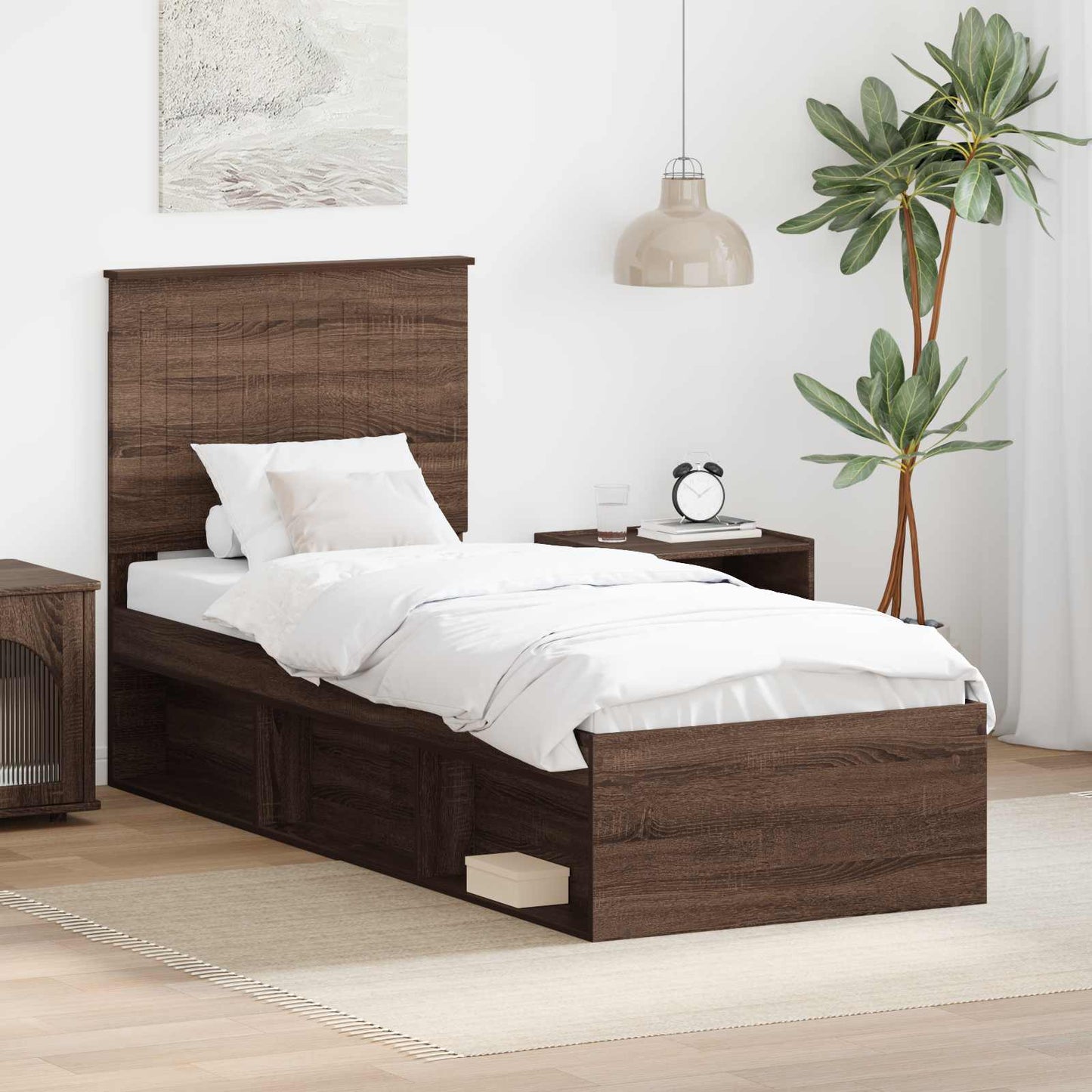 vidaXL Σκελετός Κρεβατιού Καφέ δρυς 75 x 190 cm Στερεά ξυλεία πεύκου