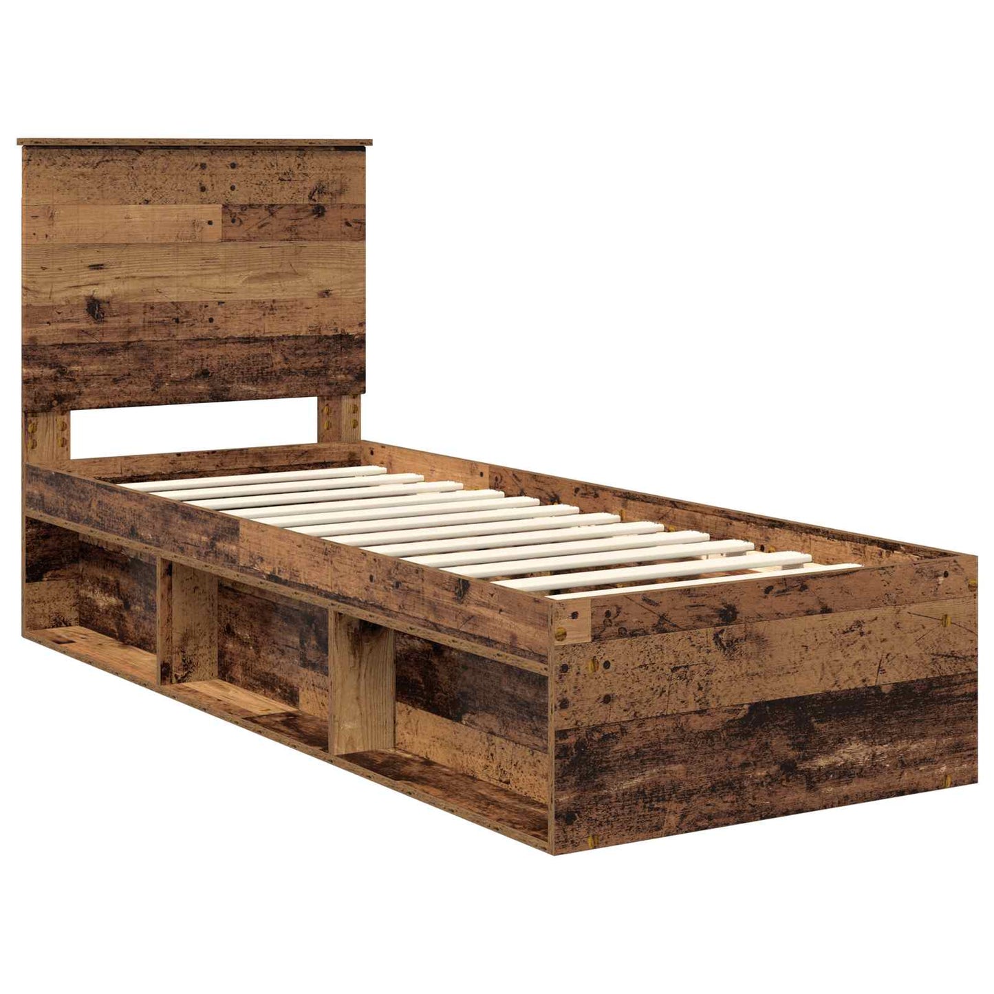 vidaXL Σκελετός Κρεβατιού Παλιό ξύλο 75 x 190 cm Στερεά ξυλεία πεύκου