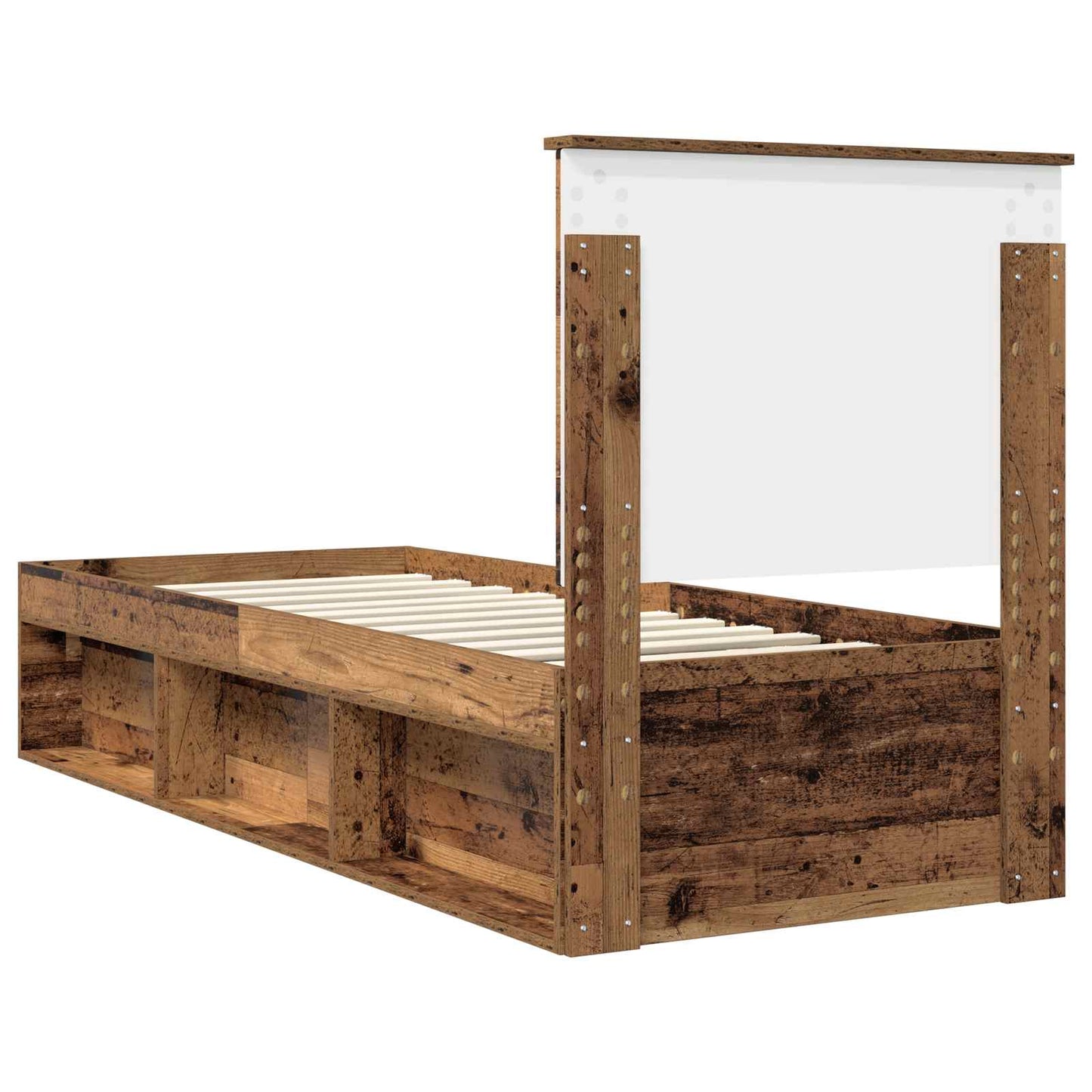 vidaXL Σκελετός Κρεβατιού Παλιό ξύλο 75 x 190 cm Στερεά ξυλεία πεύκου
