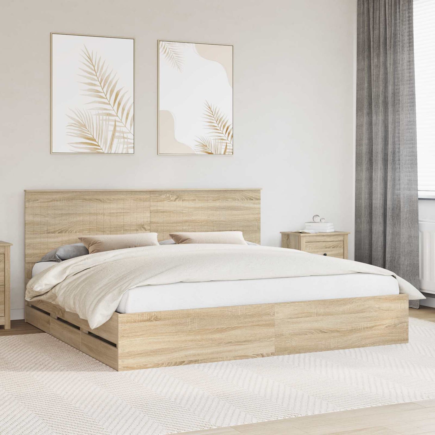 vidaXL Σκελετός Κρεβατιού Δρύς Sonoma 200 x 200 cm Μηχανήματος Ξύλο