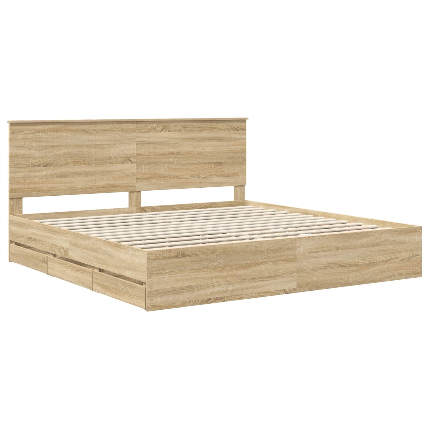 vidaXL Σκελετός Κρεβατιού Δρύς Sonoma 200 x 200 cm Μηχανήματος Ξύλο