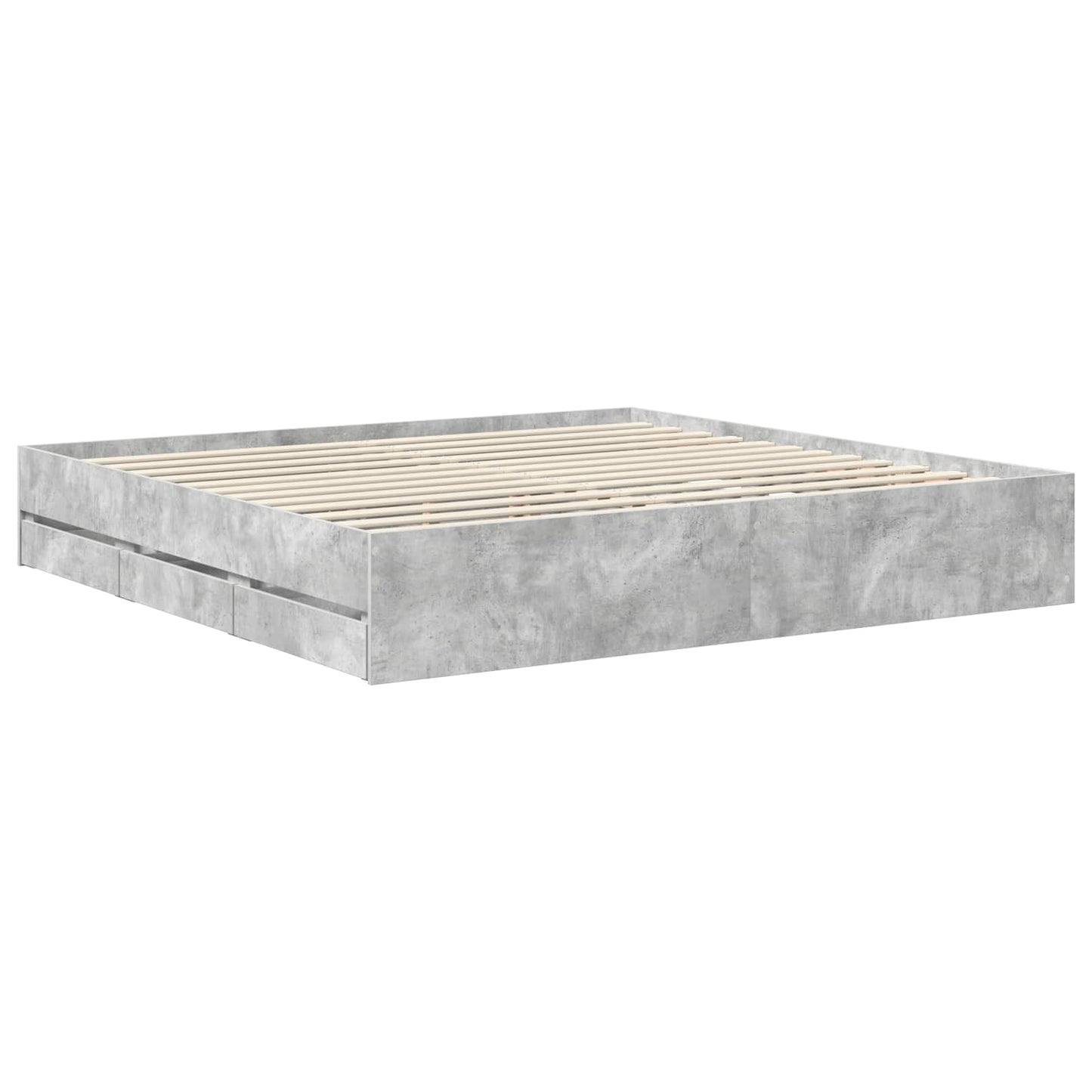 vidaXL Σκελετός Κρεβατιού Σκυρόδεμα Γκρι 200 x 200 cm Μηχανήματος Ξύλο