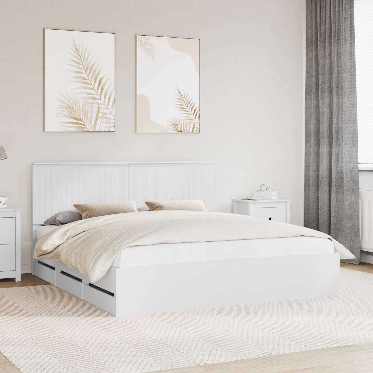 vidaXL Σκελετός Κρεβατιού Λευκό 180 x 200 cm Μηχανήματος Ξύλο