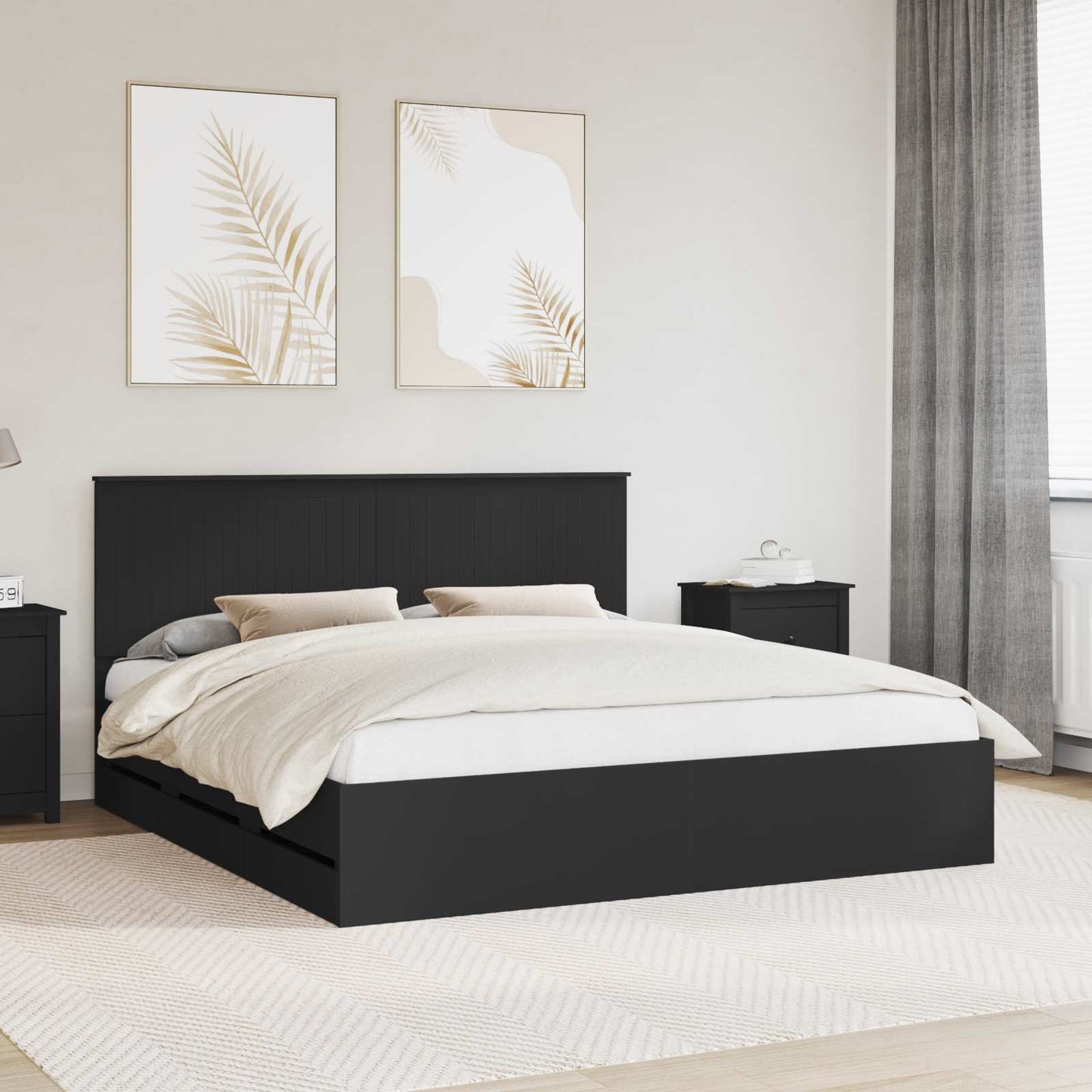 vidaXL Σκελετός Κρεβατιού Μαύρο 180 x 200 cm Μηχανήματος Ξύλο
