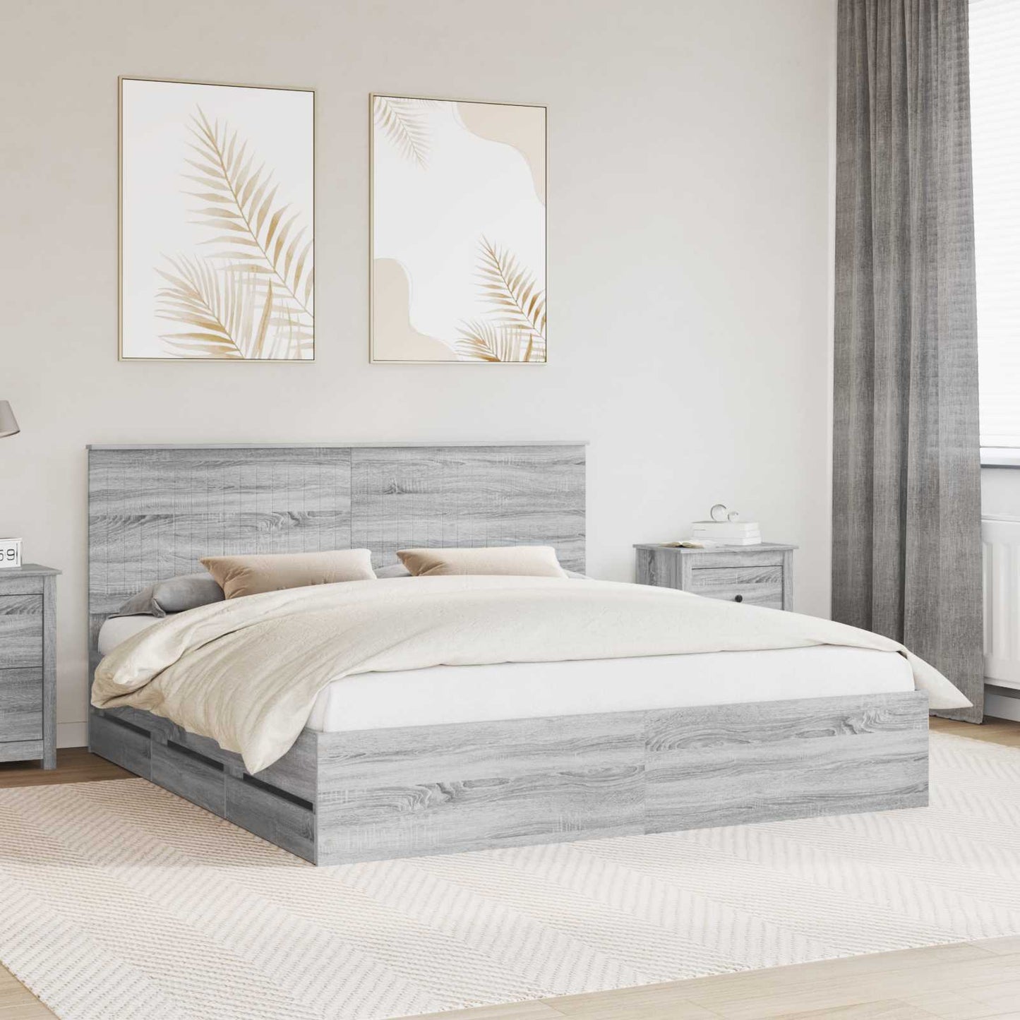 vidaXL Σκελετός Κρεβατιού Γκρίζο Σονομα 180 x 200 cm Μηχανήματος Ξύλο