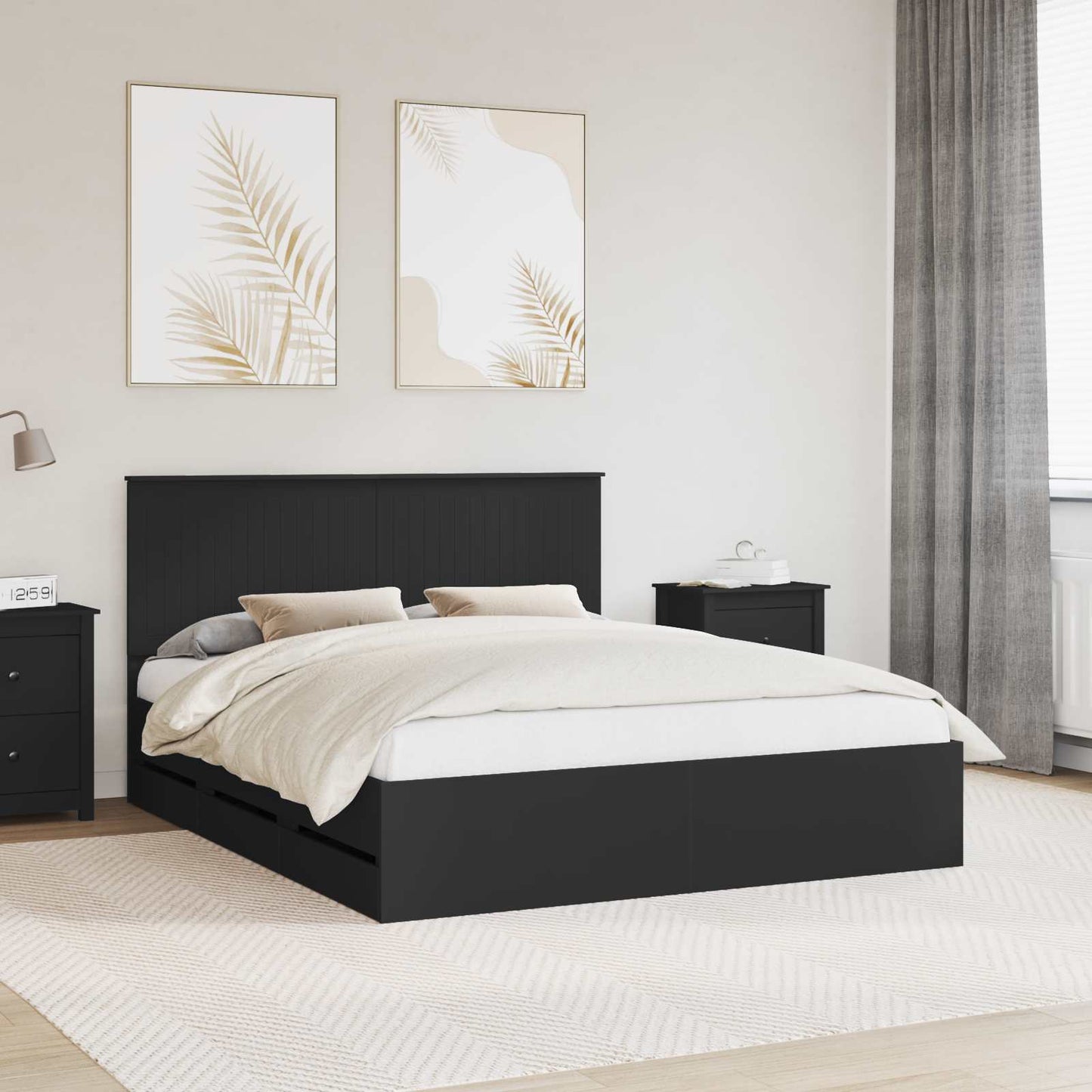 vidaXL Σκελετός Κρεβατιού Μαύρο 160 x 200 cm Μηχανήματος Ξύλο