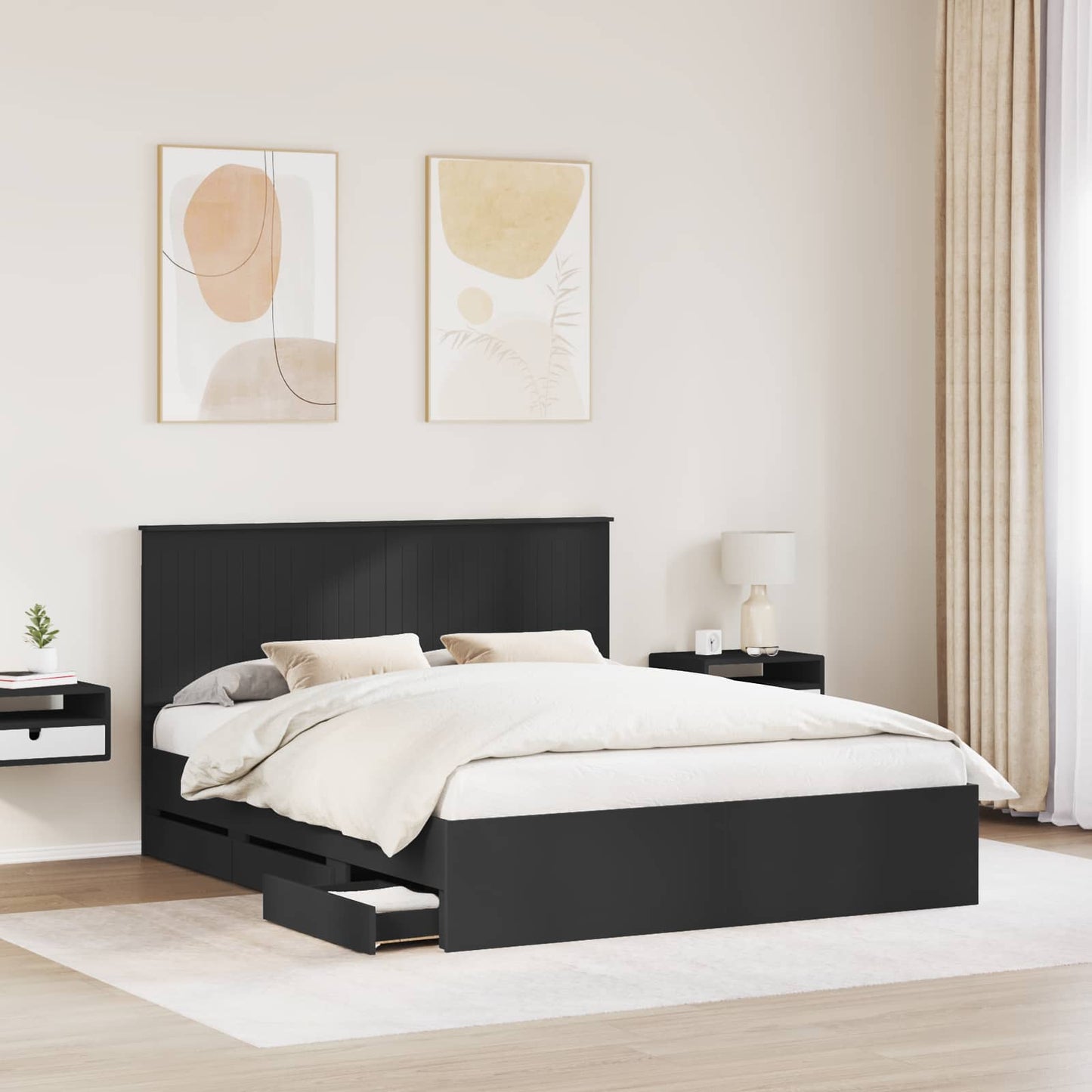 vidaXL Σκελετός Κρεβατιού Μαύρο 160 x 200 cm Μηχανήματος Ξύλο