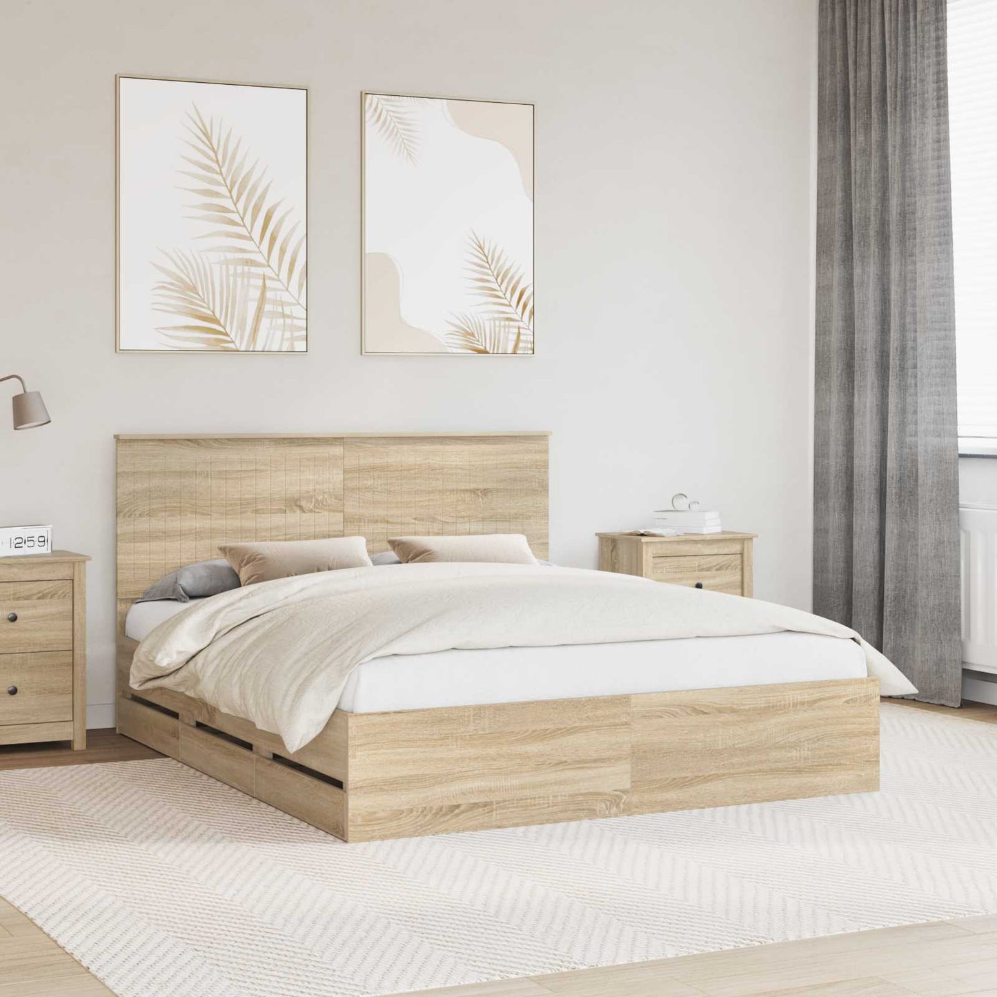 vidaXL Σκελετός Κρεβατιού Δρύς Sonoma 160 x 200 cm Μηχανήματος Ξύλο