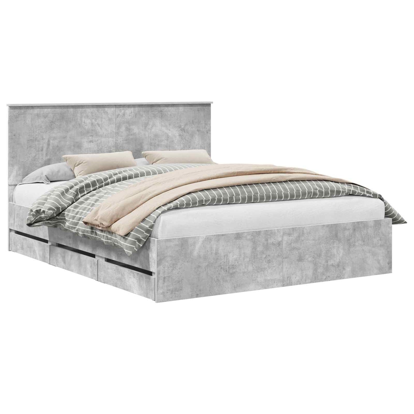 vidaXL Σκελετός Κρεβατιού Σκυρόδεμα Γκρι 160 x 200 cm Μηχανήματος Ξύλο