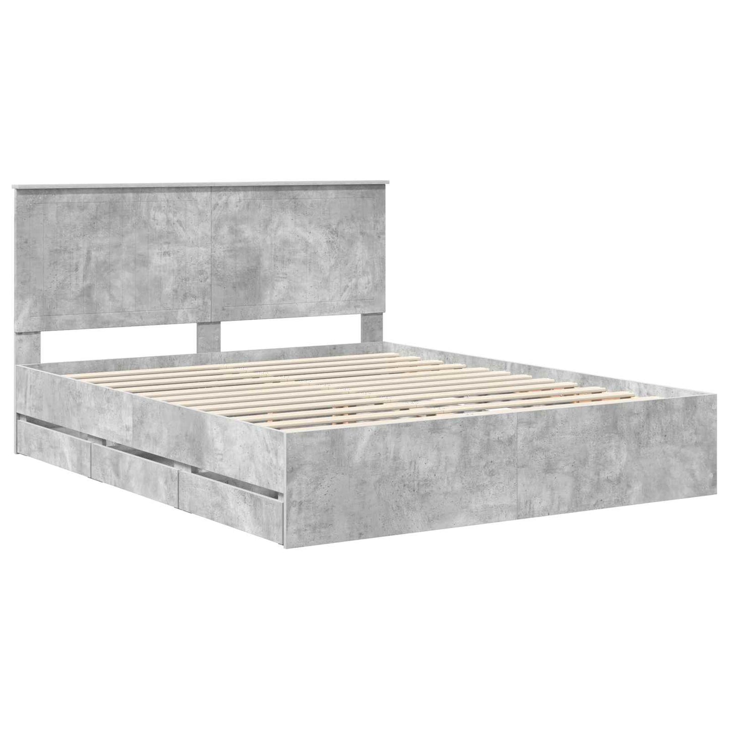 vidaXL Σκελετός Κρεβατιού Σκυρόδεμα Γκρι 160 x 200 cm Μηχανήματος Ξύλο