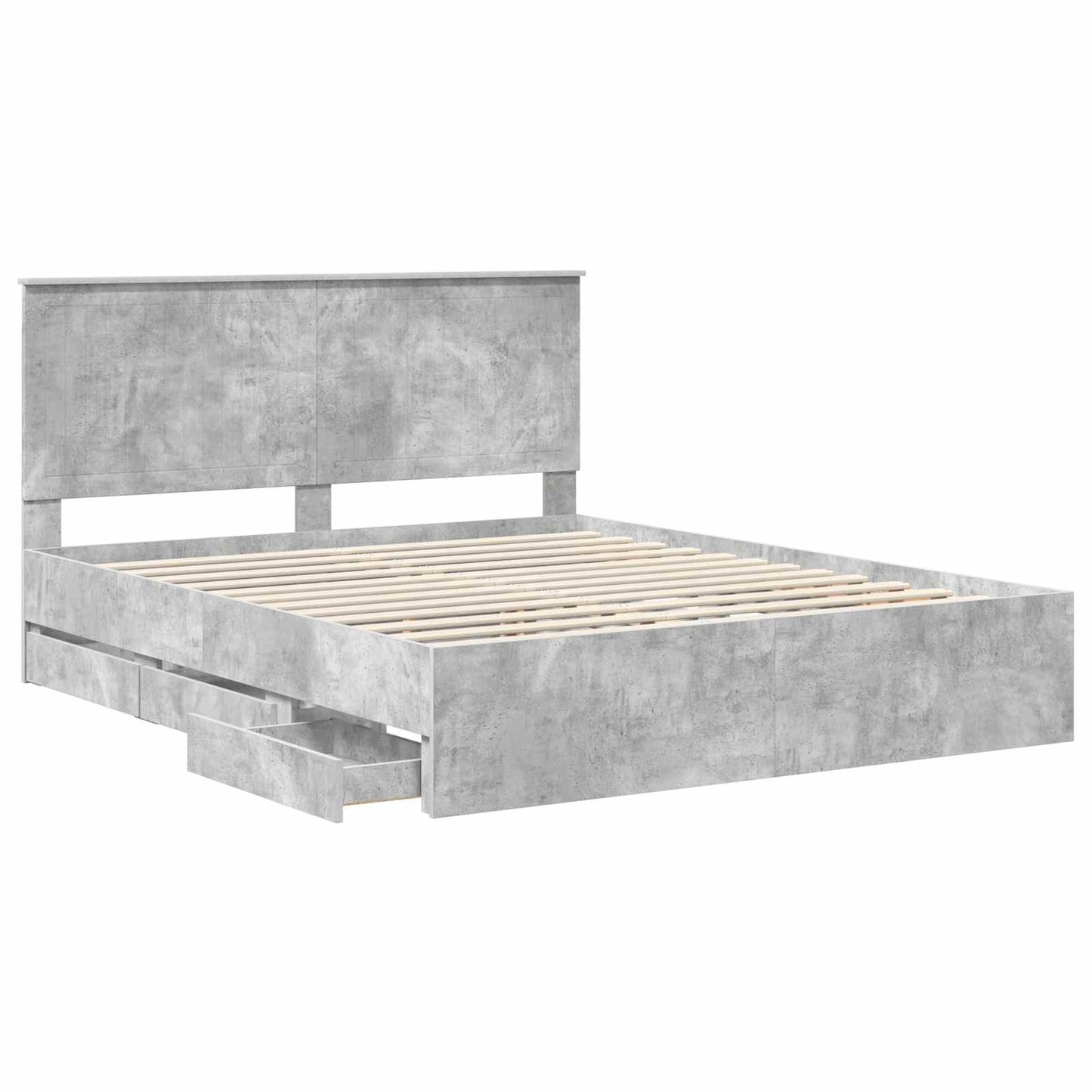 vidaXL Σκελετός Κρεβατιού Σκυρόδεμα Γκρι 160 x 200 cm Μηχανήματος Ξύλο