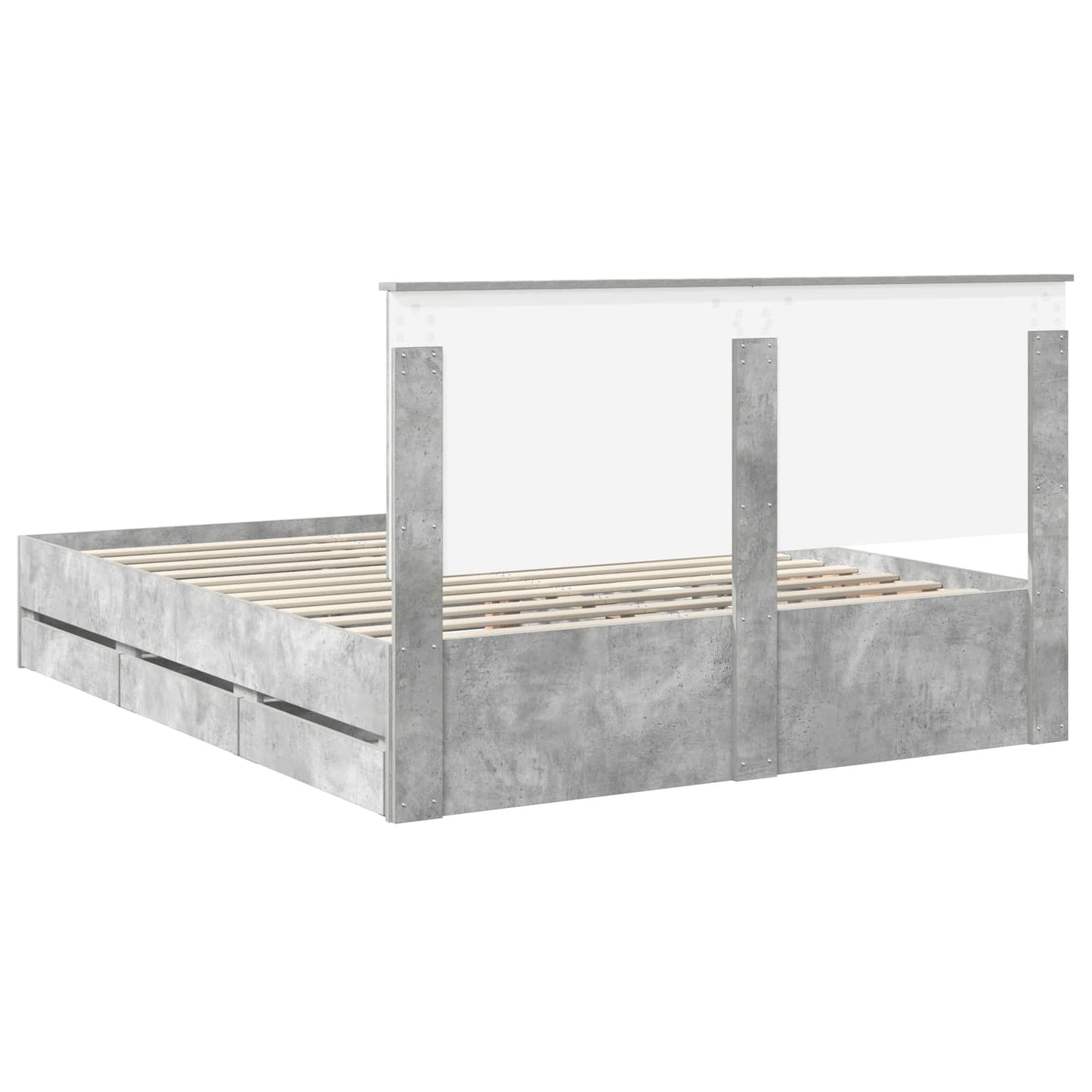 vidaXL Σκελετός Κρεβατιού Σκυρόδεμα Γκρι 160 x 200 cm Μηχανήματος Ξύλο