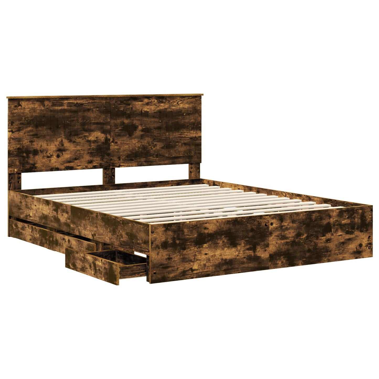 vidaXL Σκελετός Κρεβατιού Καπνιστό Δρύς 160 x 200 cm Μηχανήματος Ξύλο